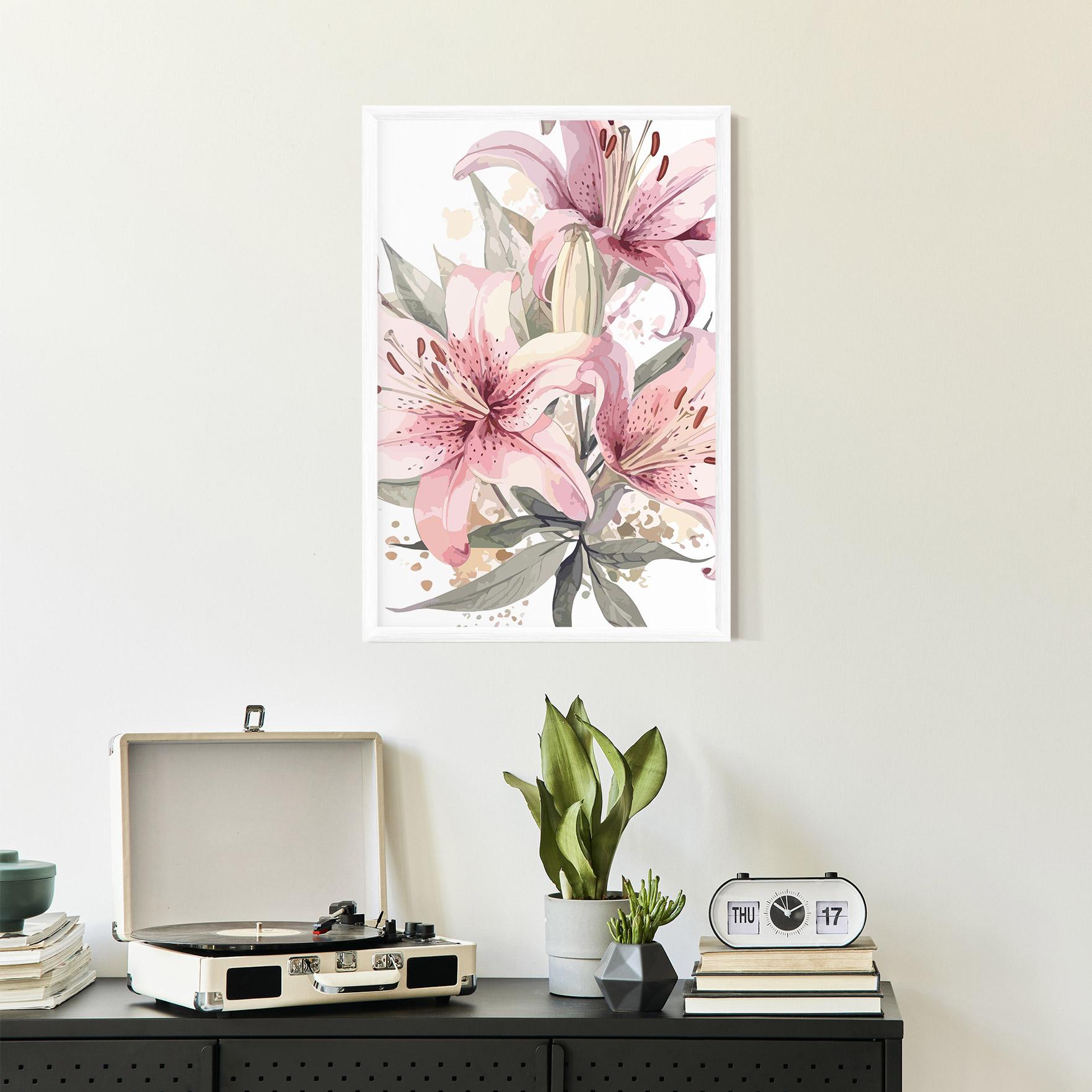 Keretezett Poszter Light Pink Lily Art mockup 2