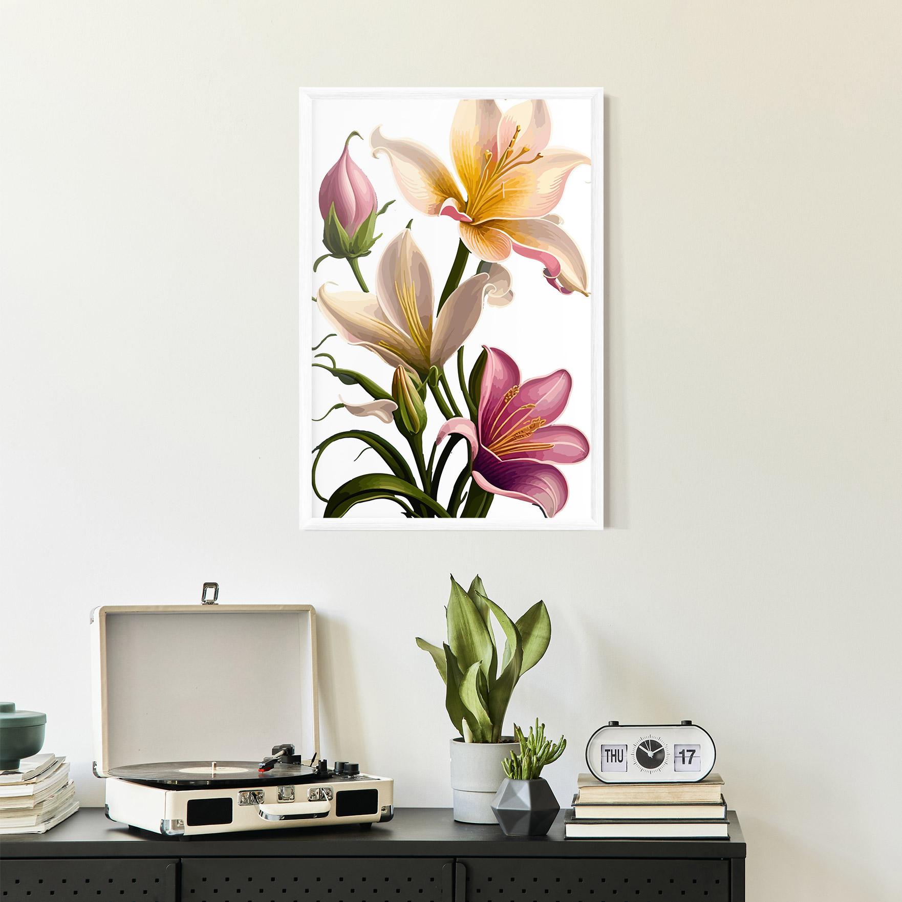 Keretezett Poszter Purple White Lily mockup 2