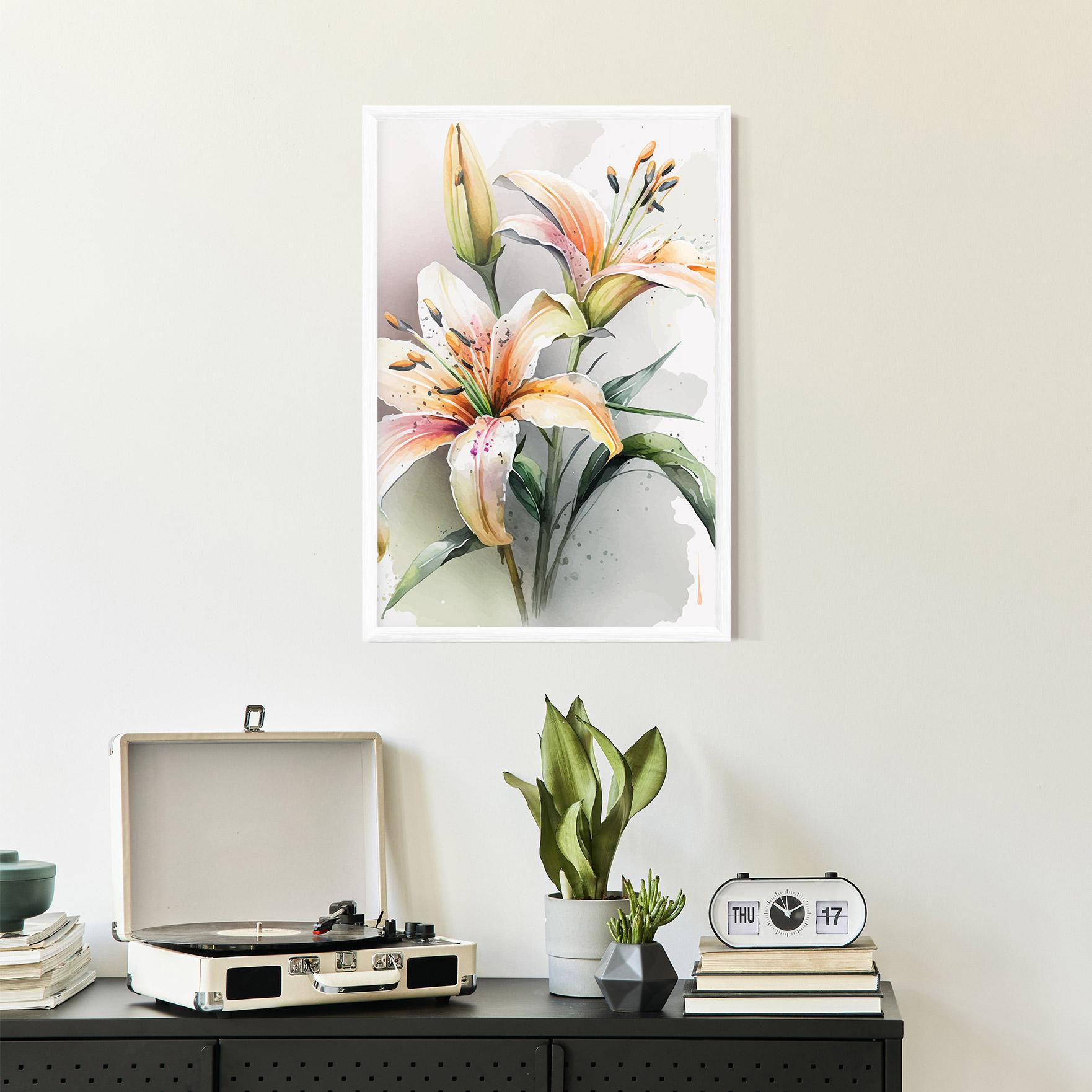 Keretezett Poszter White Orange Lily mockup 2
