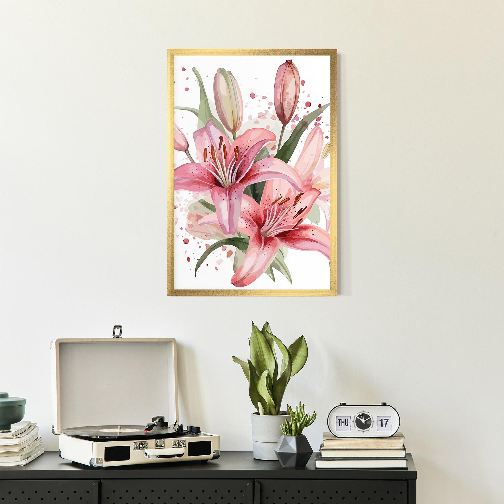 Keretezett Poszter Beautiful Pink Lily mockup 2
