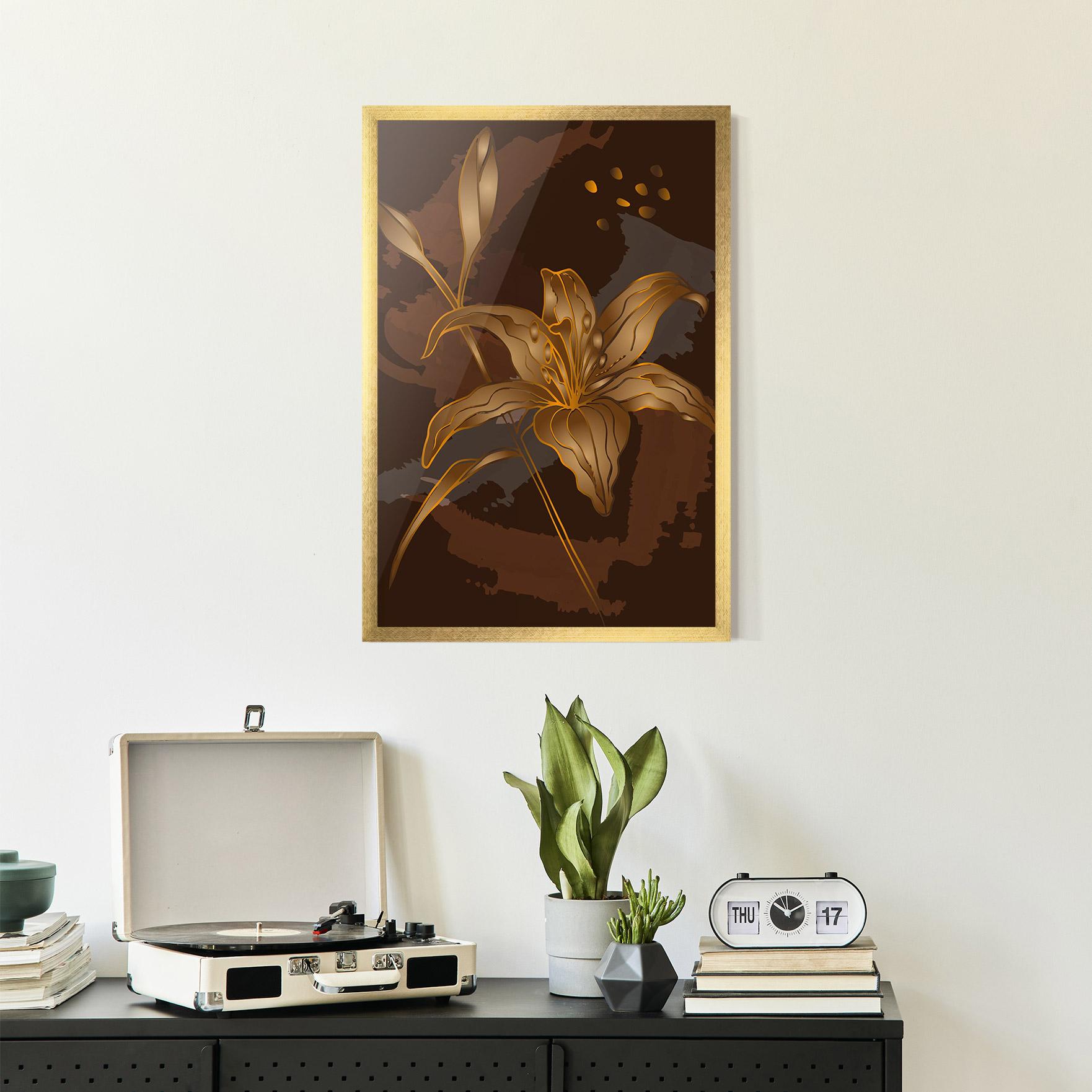 Keretezett Poszter Gold Brown Lily mockup 2