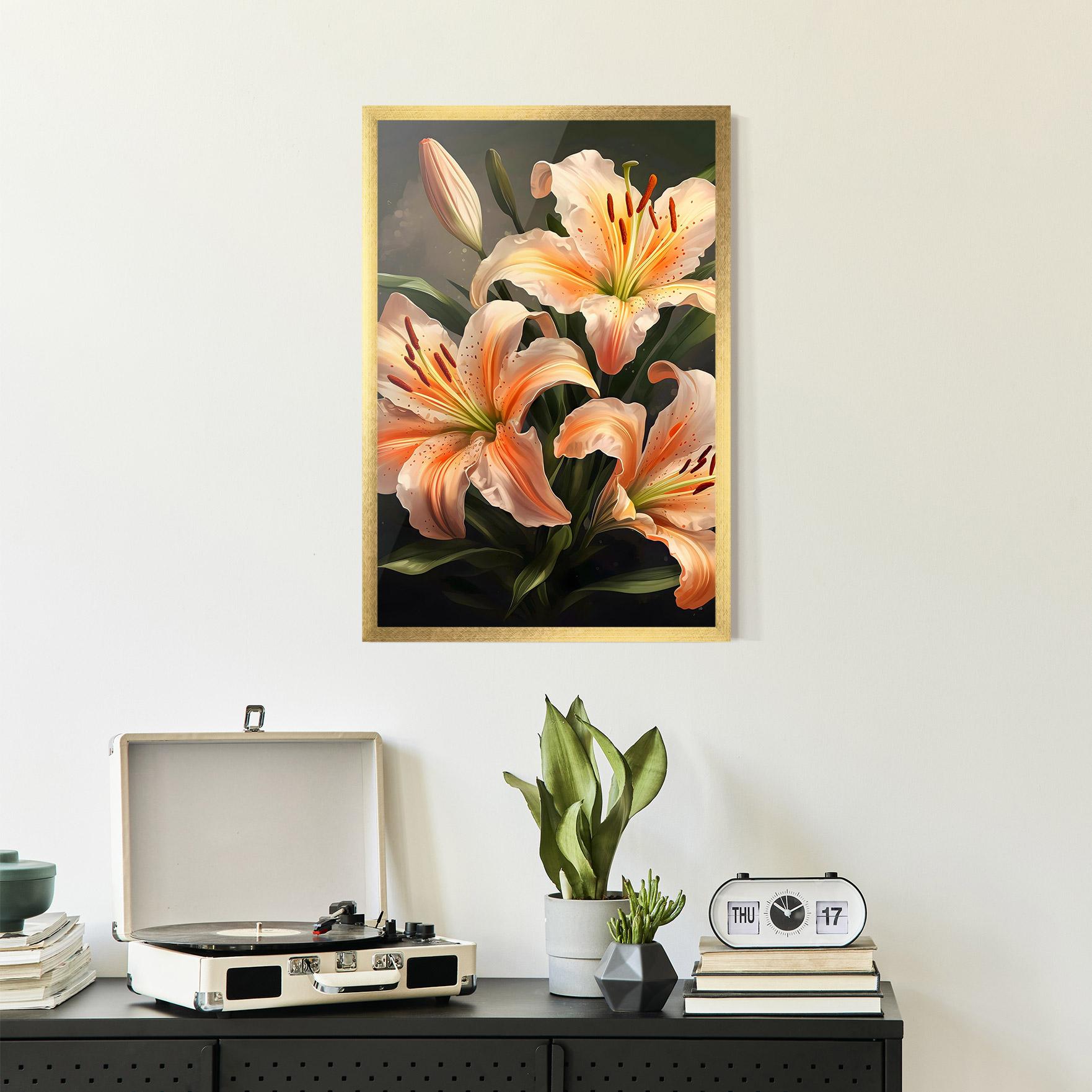 Keretezett Poszter Light Orange Lily mockup 2