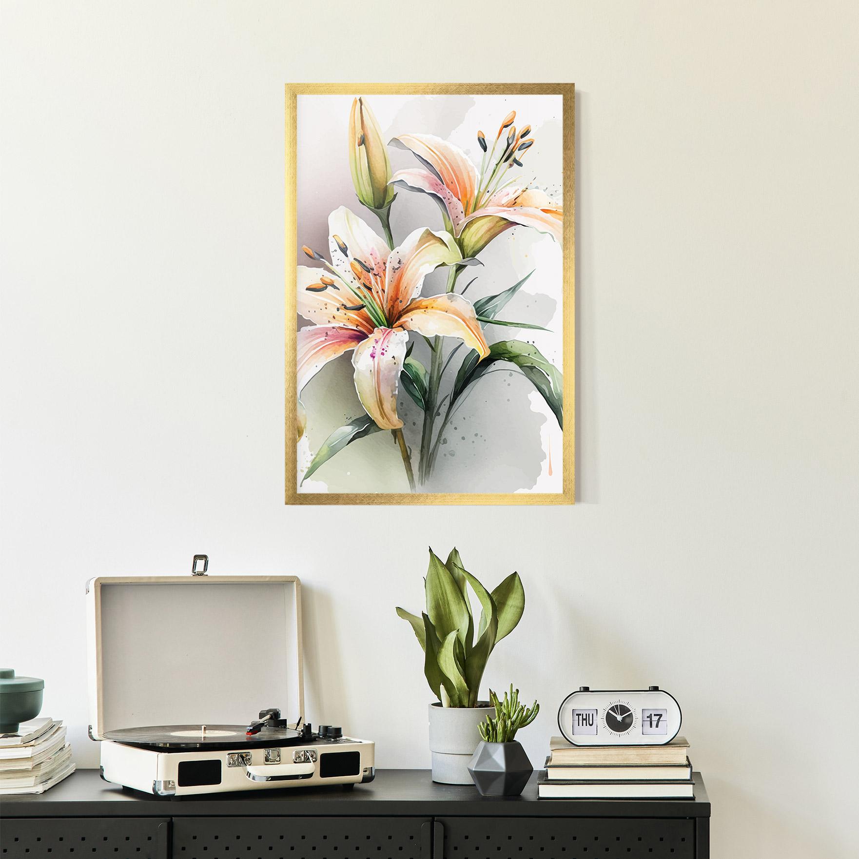 Keretezett Poszter White Orange Lily mockup 2