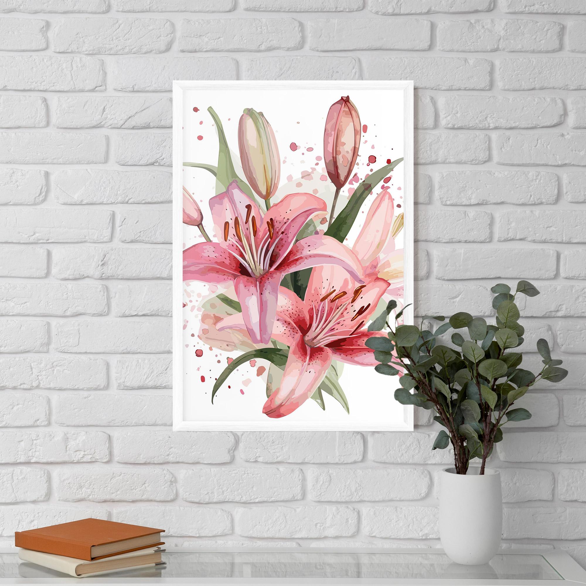Keretezett Poszter Beautiful Pink Lily mockup 5