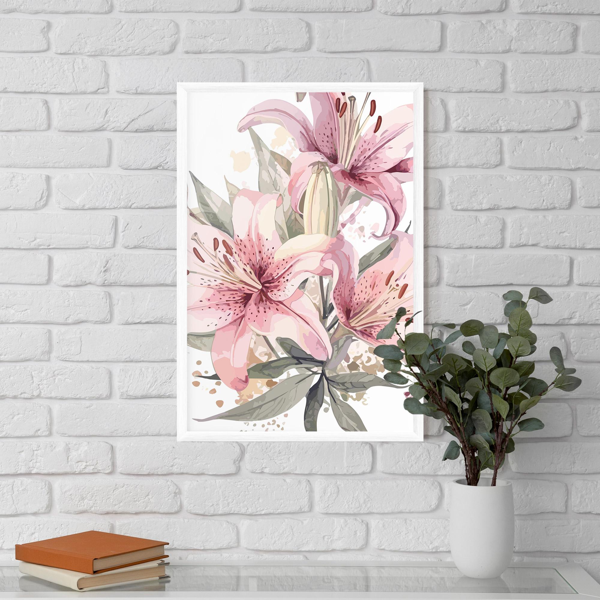 Keretezett Poszter Light Pink Lily Art mockup 5