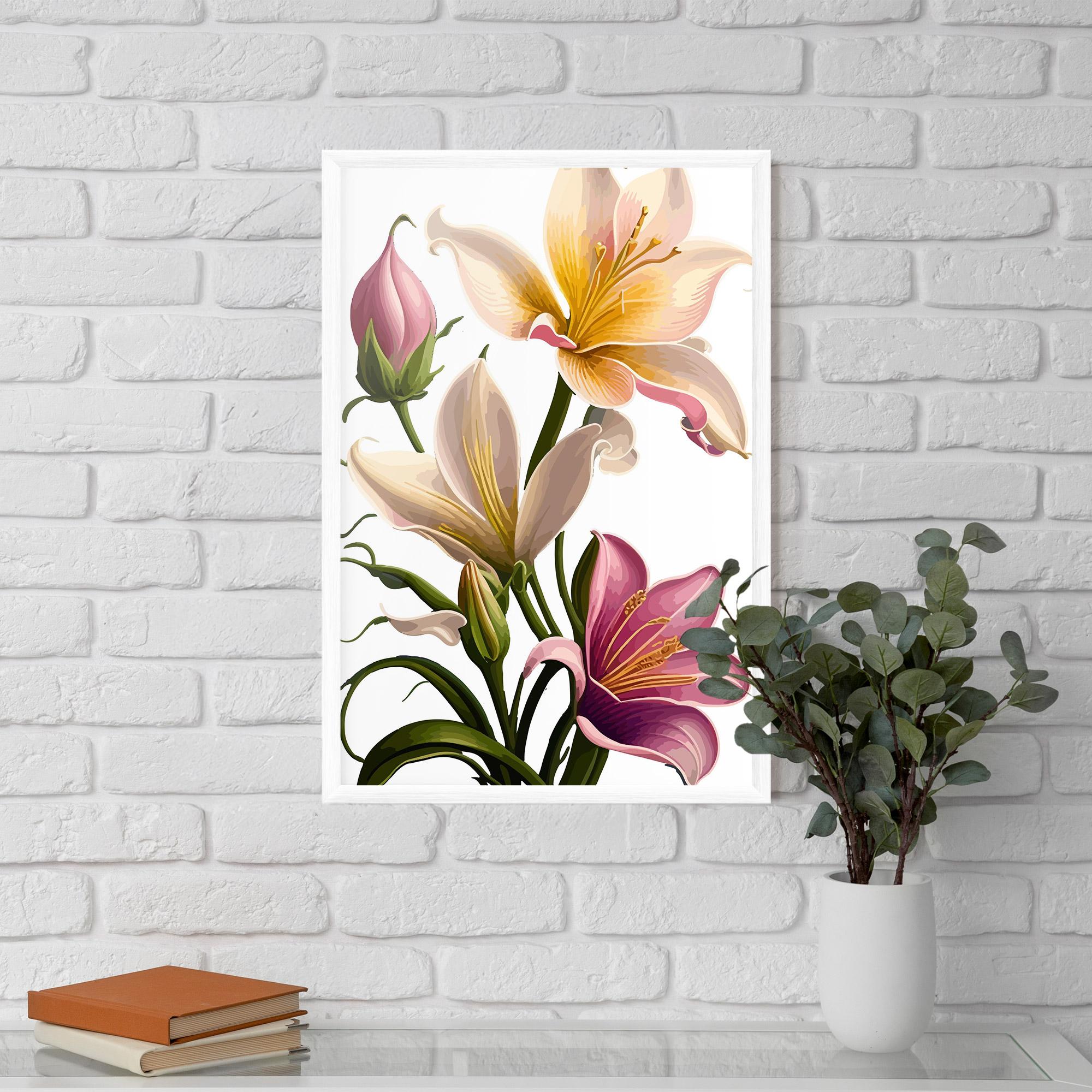 Keretezett Poszter Purple White Lily mockup 5