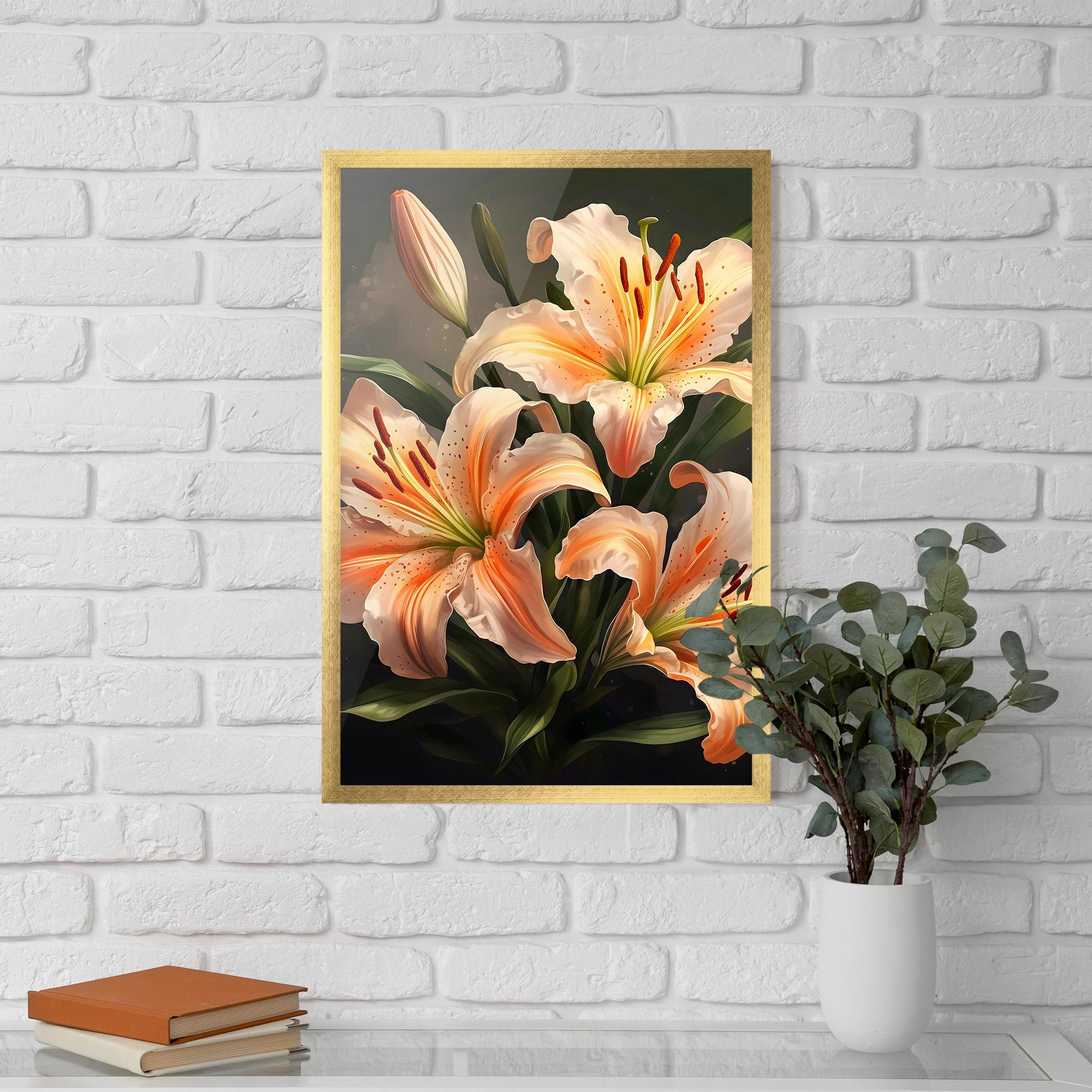 Keretezett Poszter Light Orange Lily mockup 5