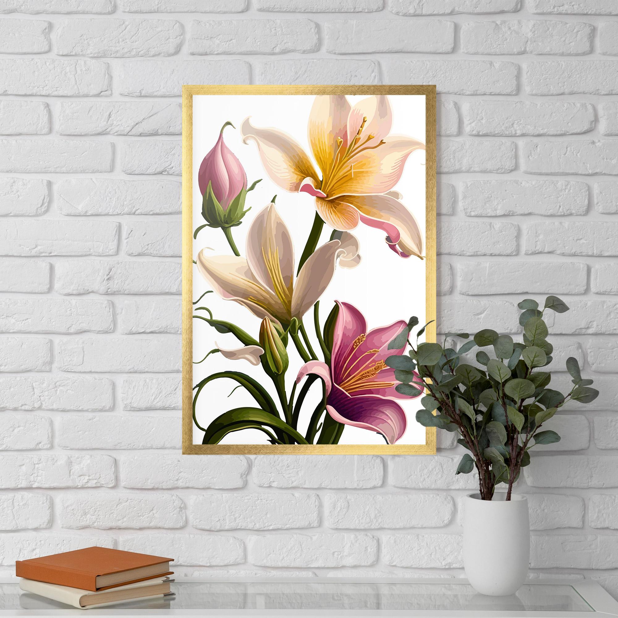 Keretezett Poszter Purple White Lily mockup 5