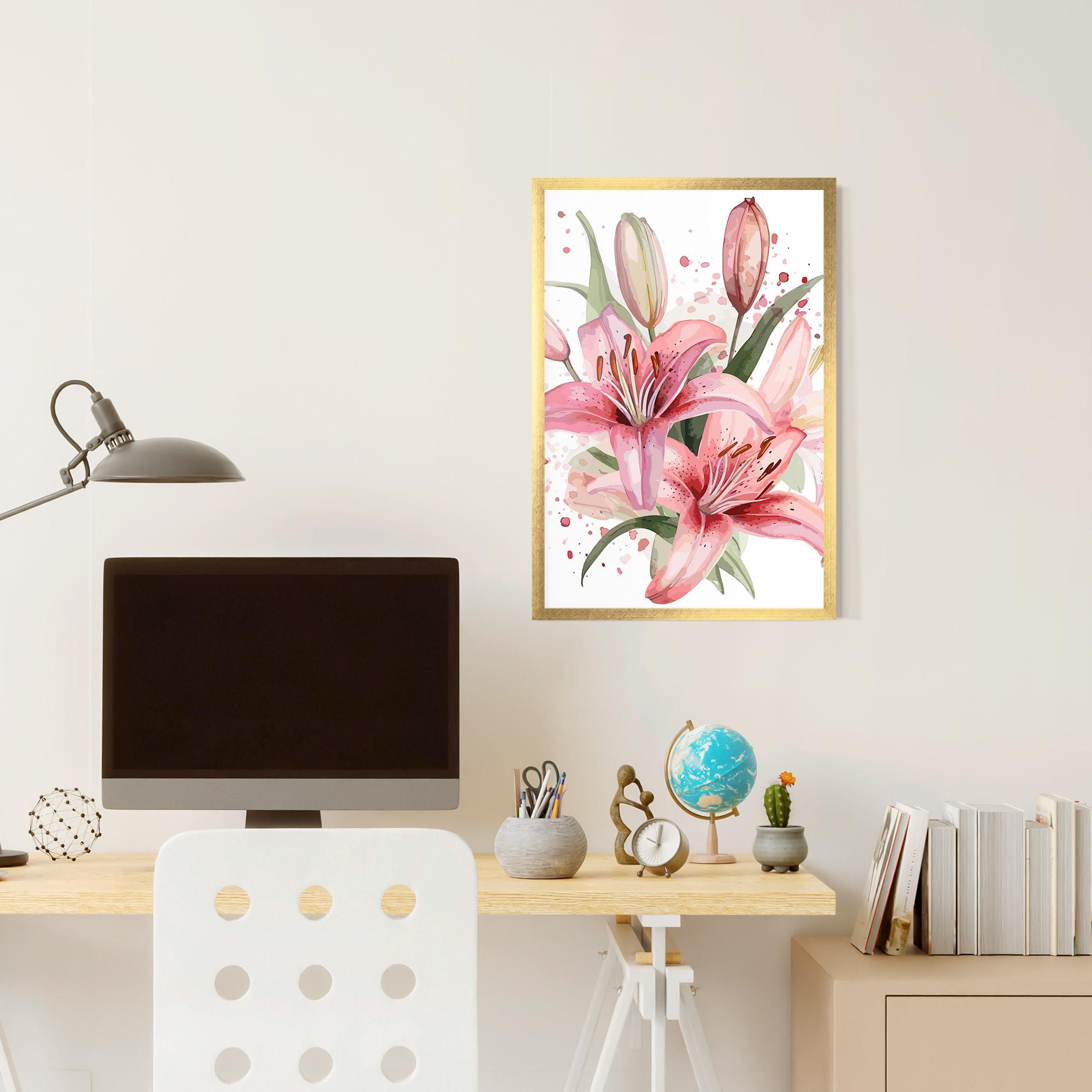 Keretezett Poszter Beautiful Pink Lily mockup 6