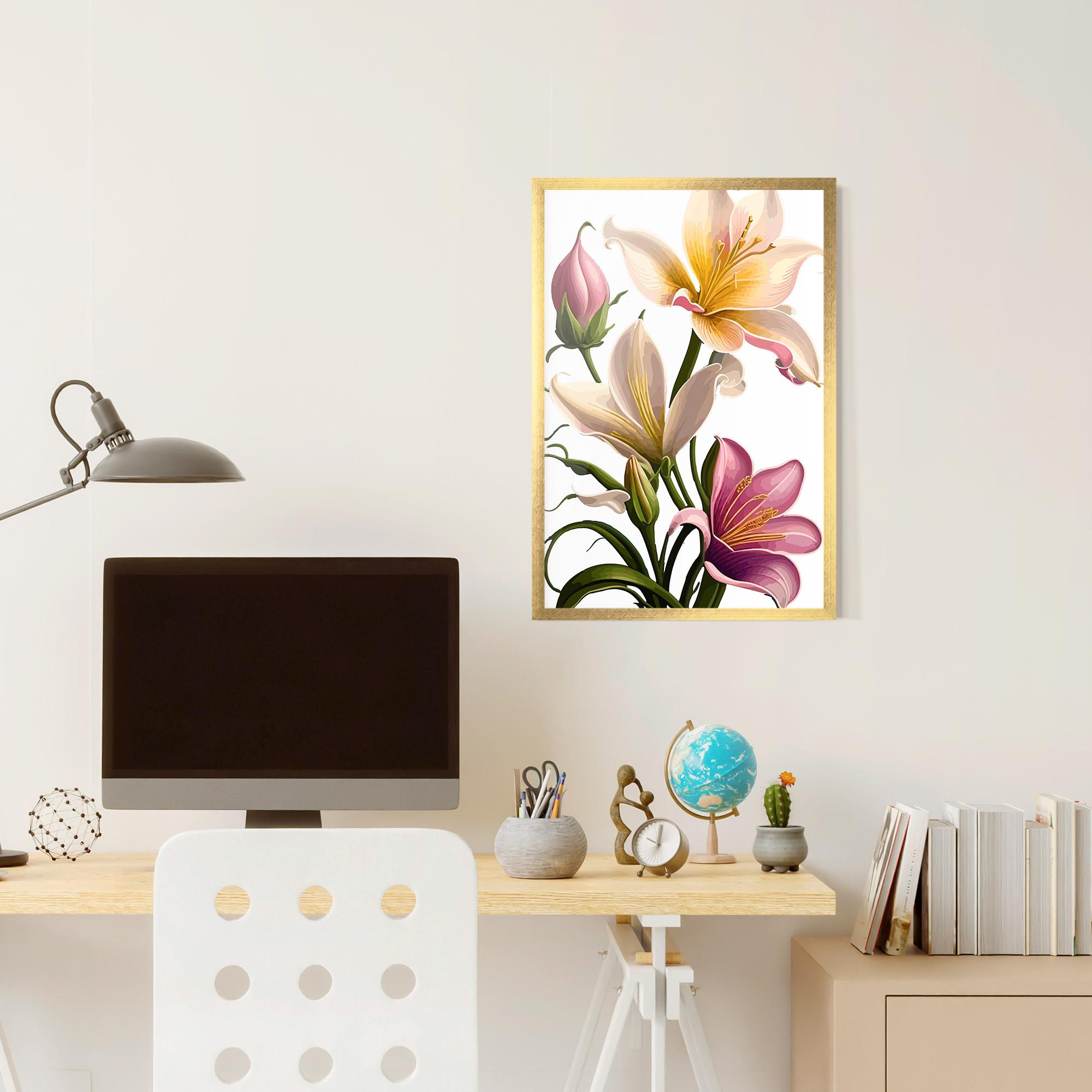 Keretezett Poszter Purple White Lily mockup 6
