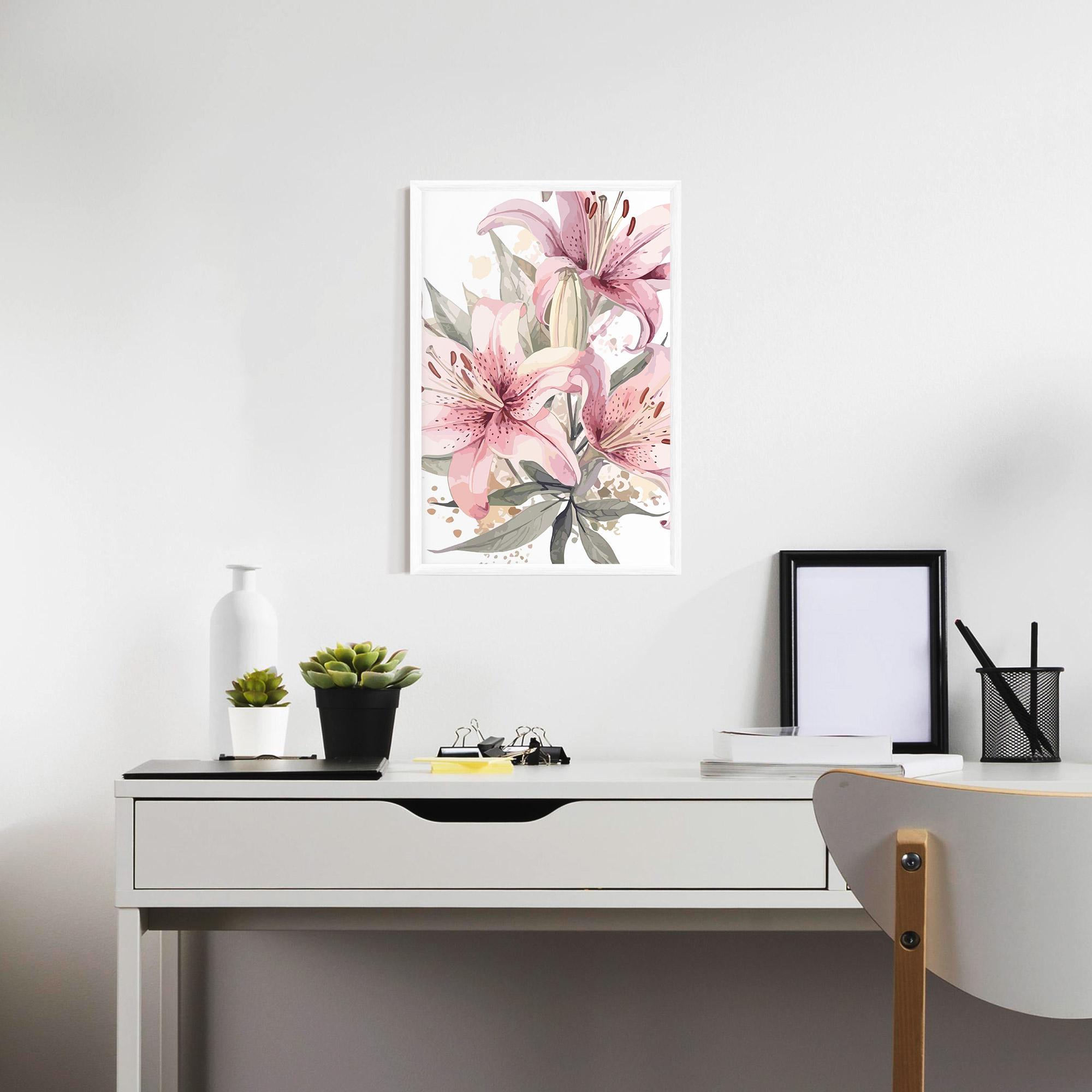Keretezett Poszter Light Pink Lily Art mockup 7