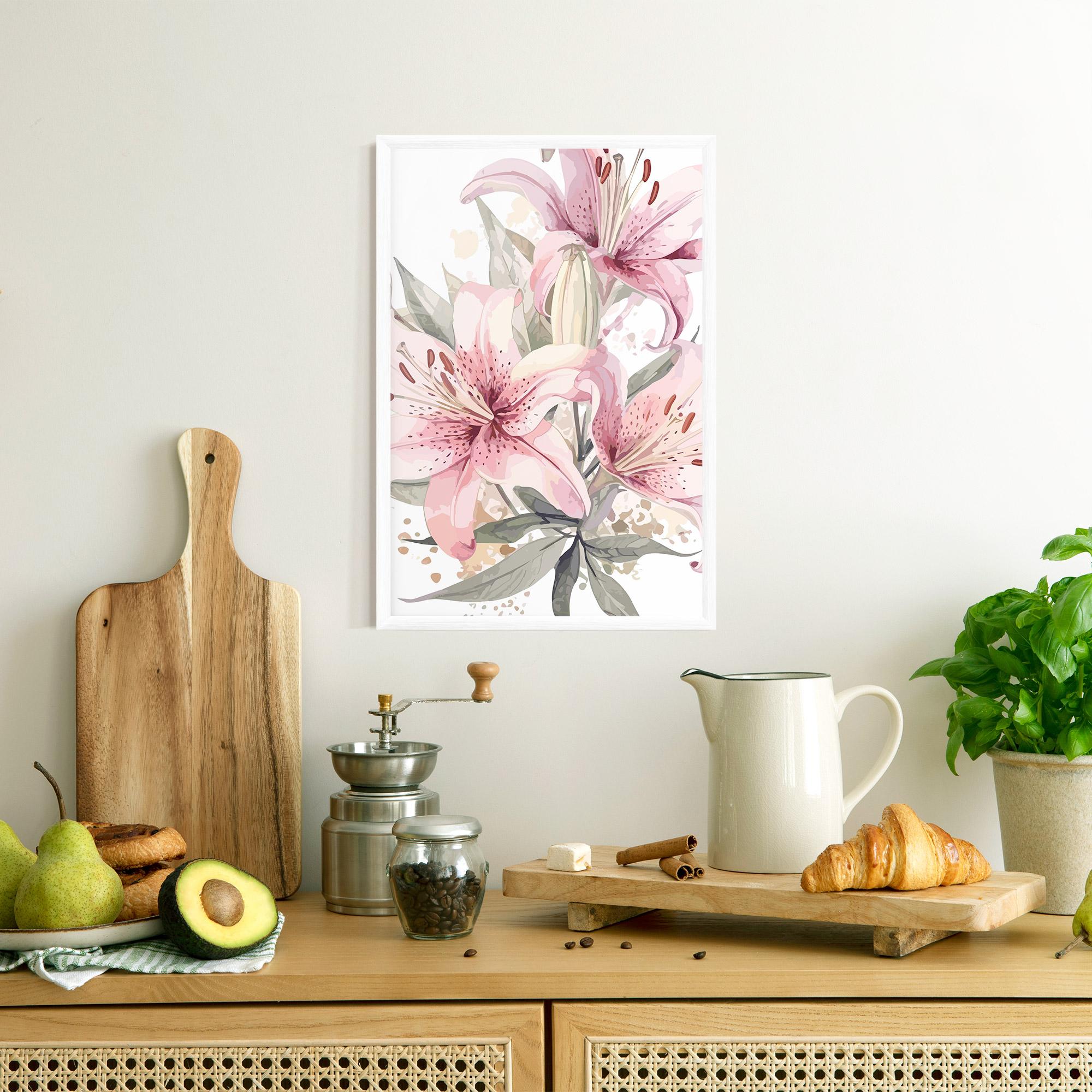 Keretezett Poszter Light Pink Lily Art mockup 8