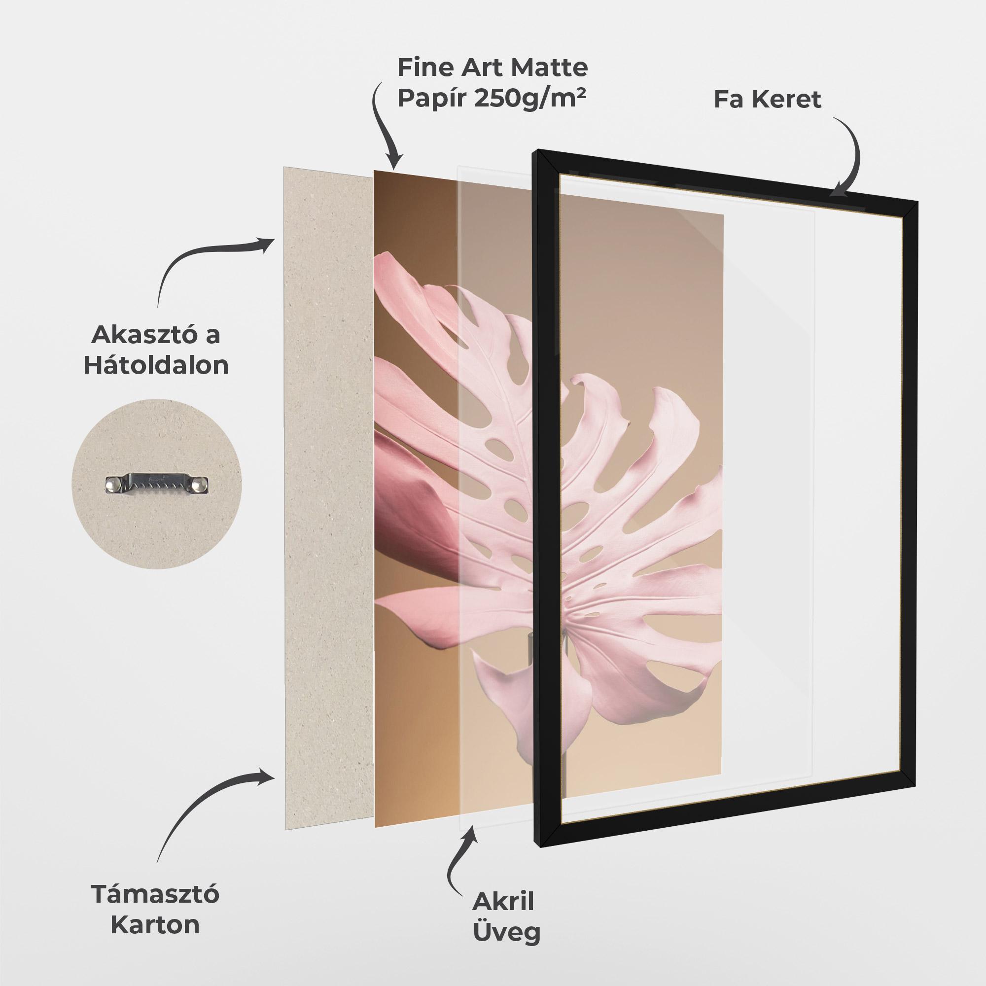Keretezett Poszter Exotic Pink Leaf mockup 1