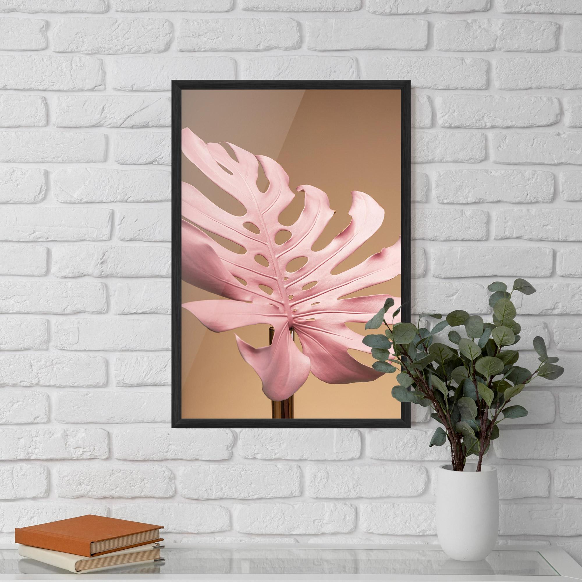 Keretezett Poszter Exotic Pink Leaf mockup 5