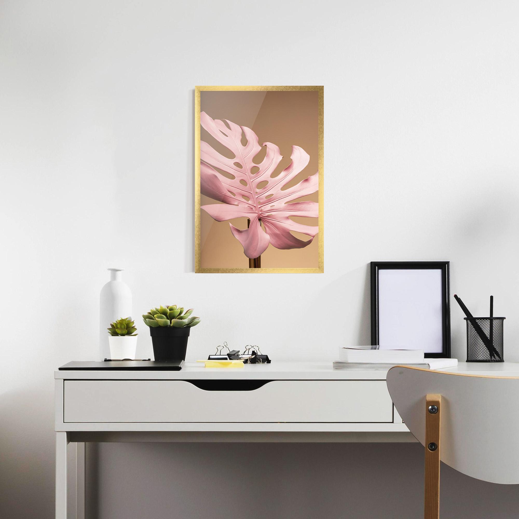 Keretezett Poszter Exotic Pink Leaf mockup 7