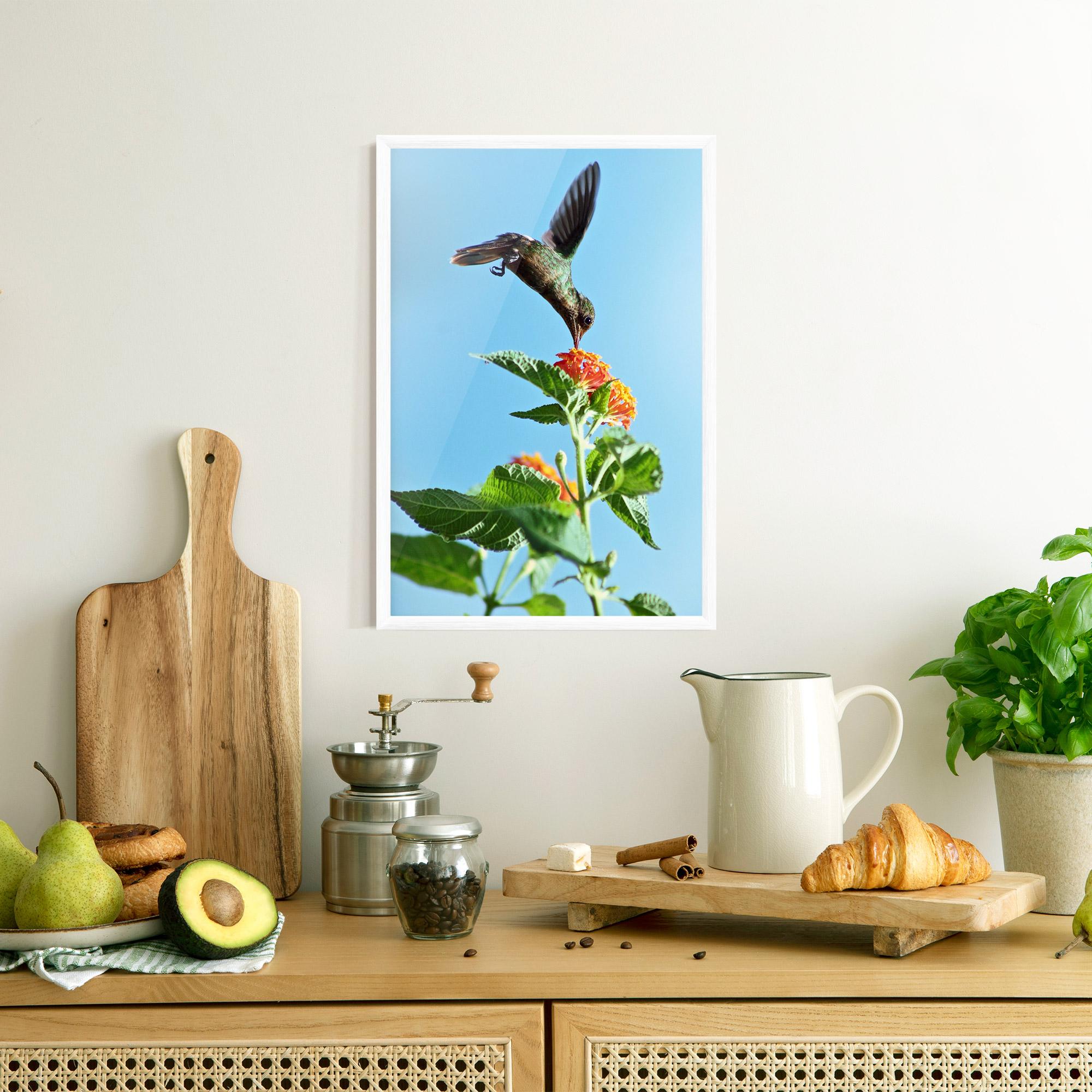 Keretezett Poszter Bird Exotic Flower mockup 8