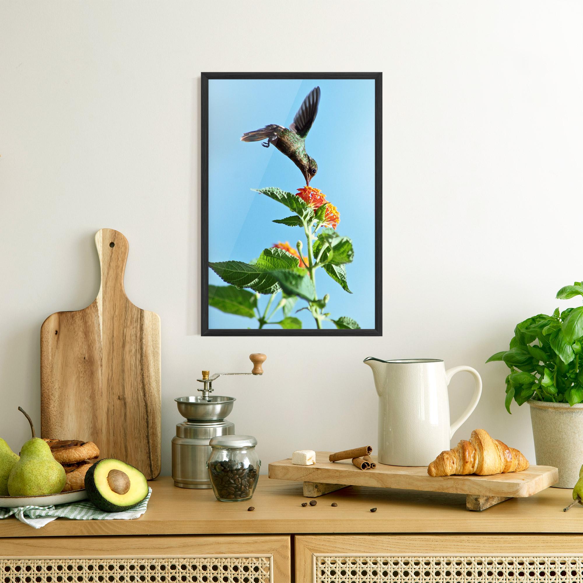 Keretezett Poszter Bird Exotic Flower mockup 8