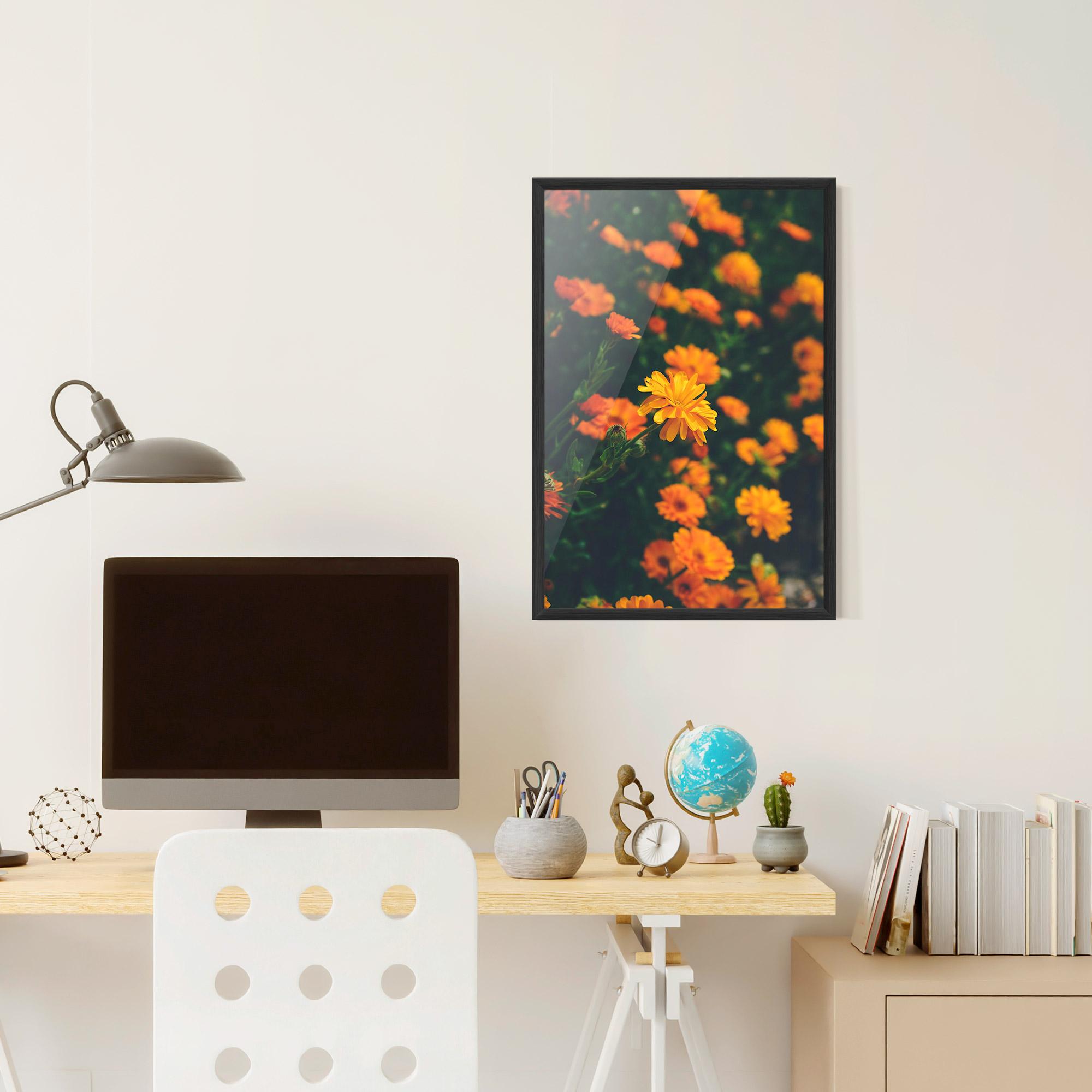 Keretezett Poszter Garden Orange Flowers mockup 6