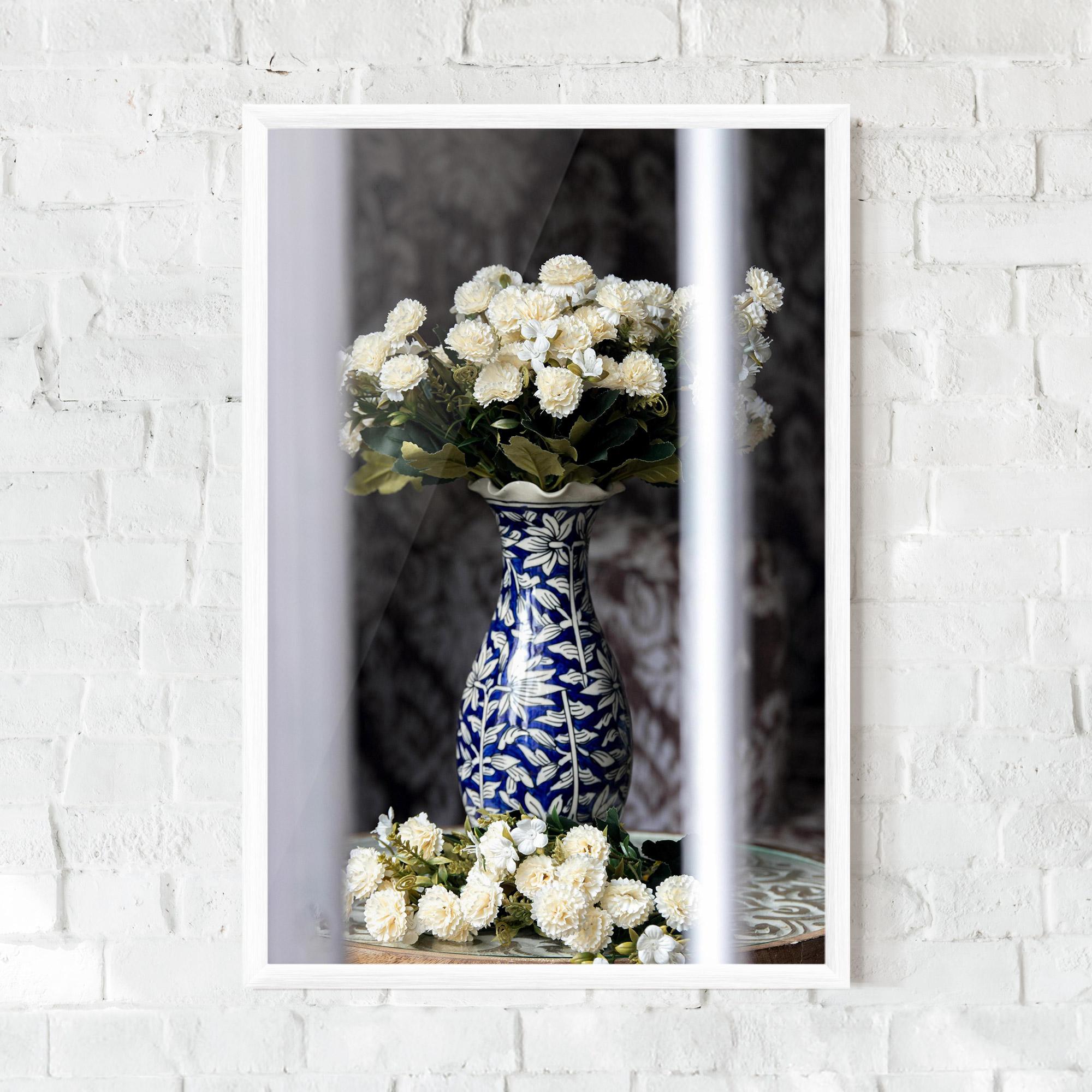 Keretezett Poszter Blue Patern Vase mockup 0