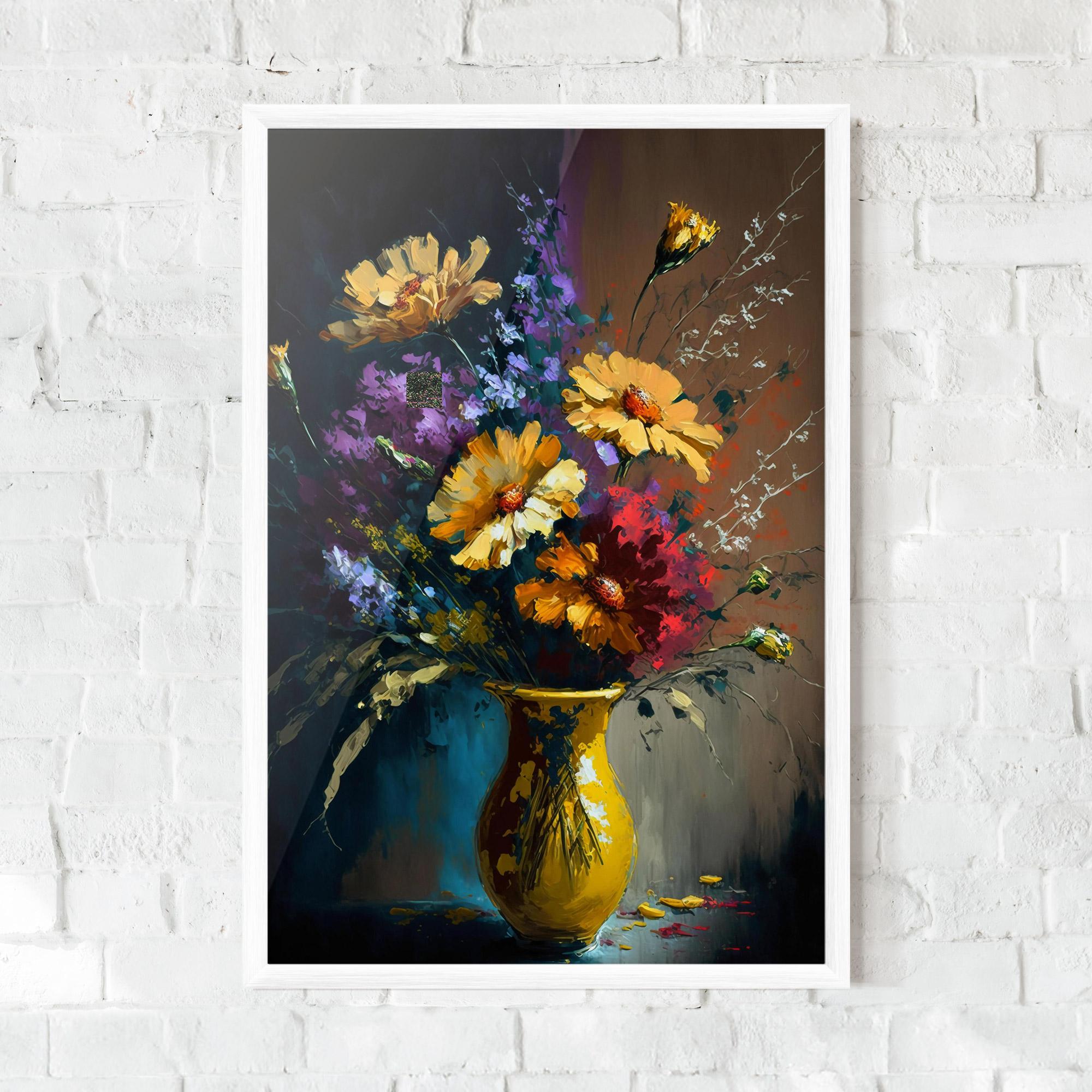 Keretezett Poszter Yellow Art Vase mockup 0