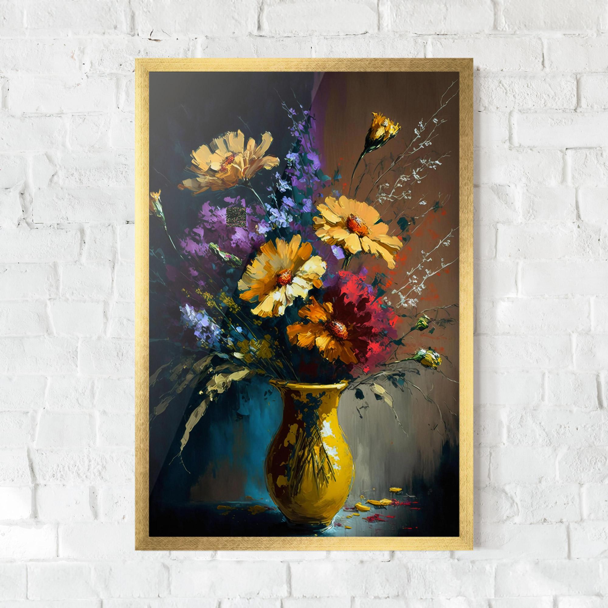 Keretezett Poszter Yellow Art Vase mockup 0