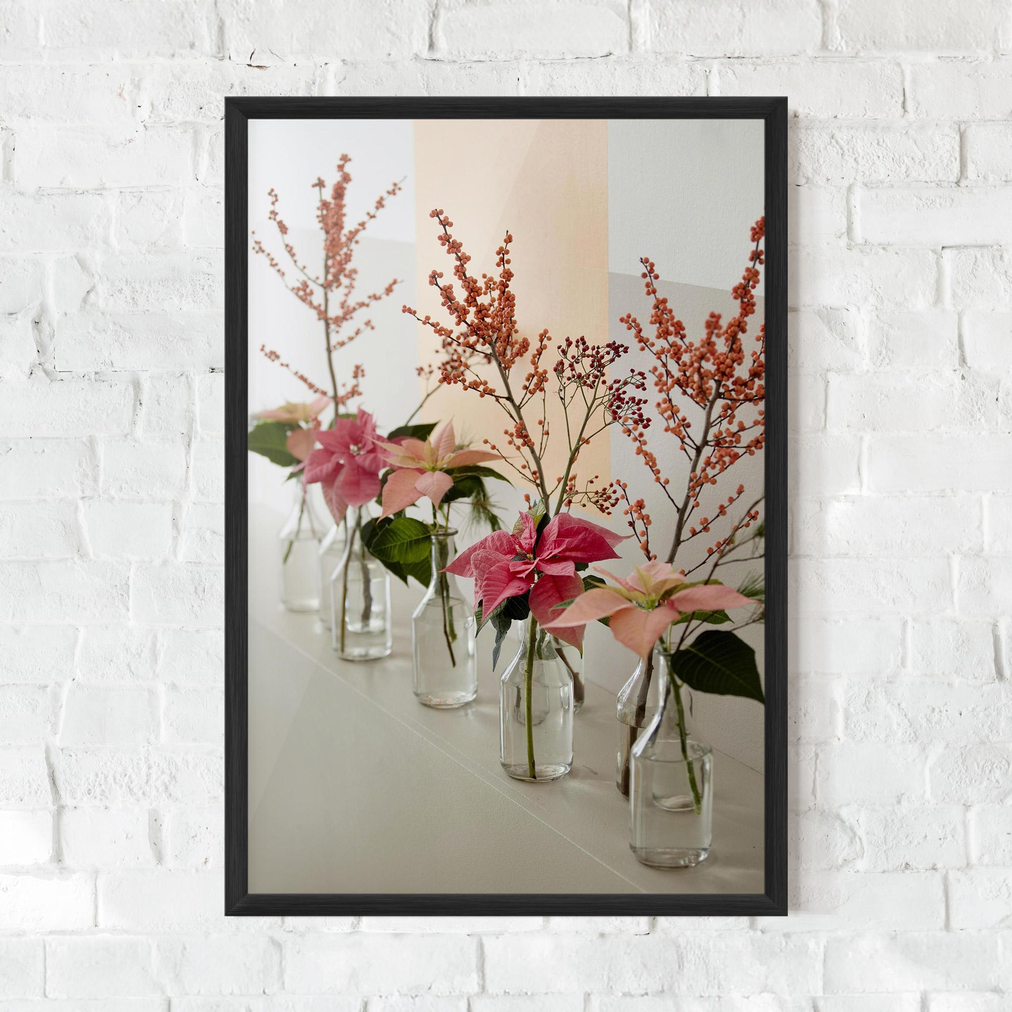 Keretezett Poszter Pink Red Flower Vase mockup 0