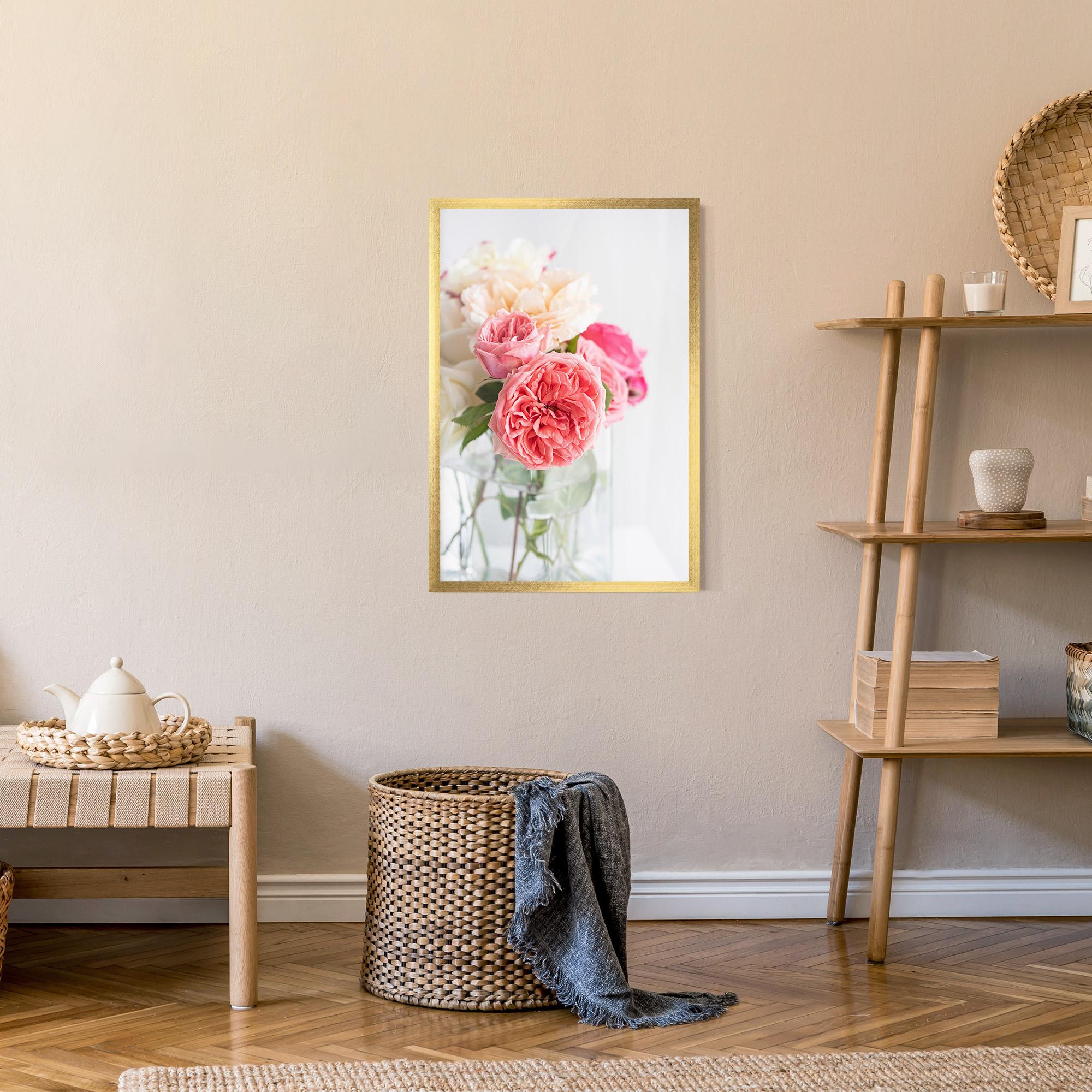 Keretezett Poszter Pink Rose Vase mockup 9