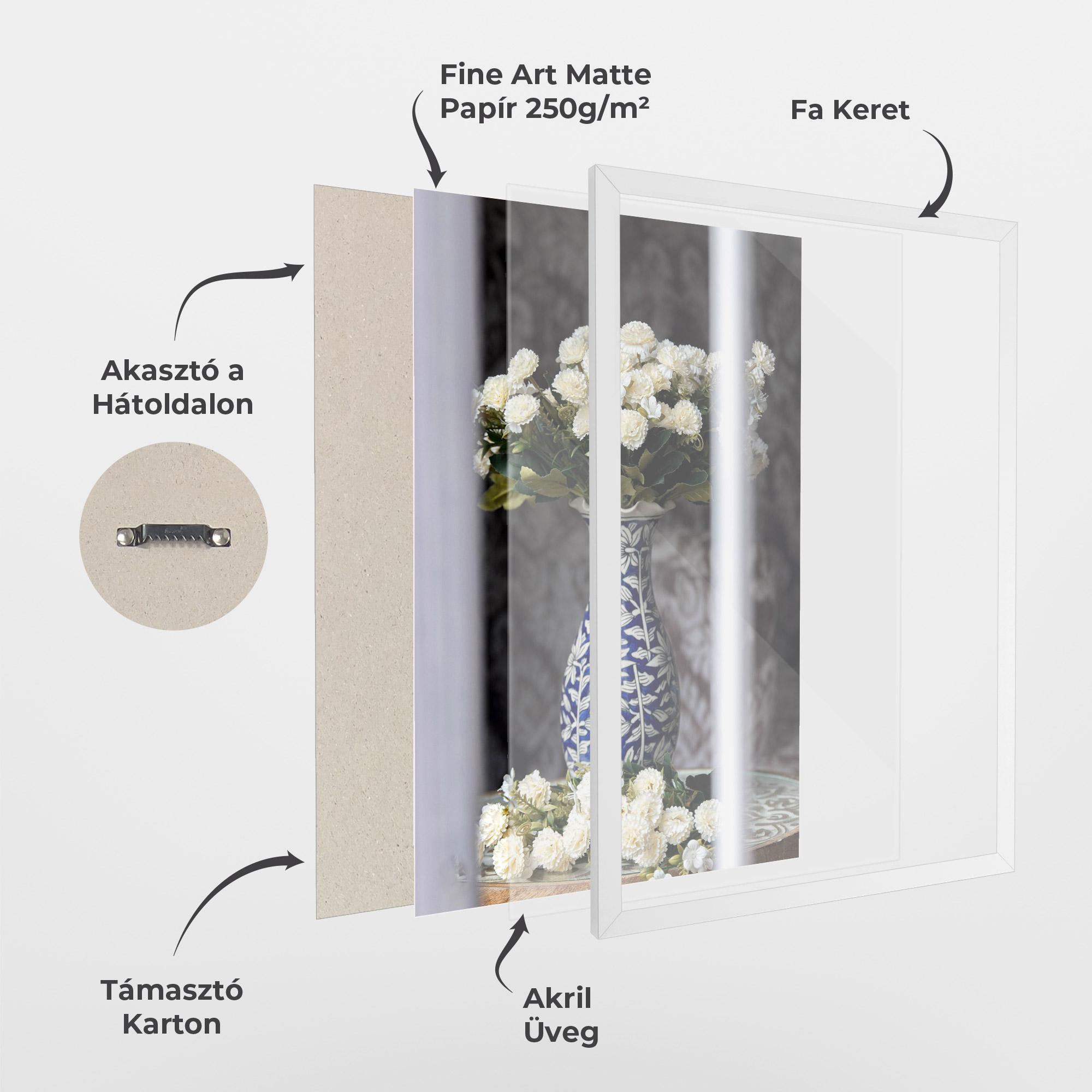 Keretezett Poszter Blue Patern Vase mockup 1