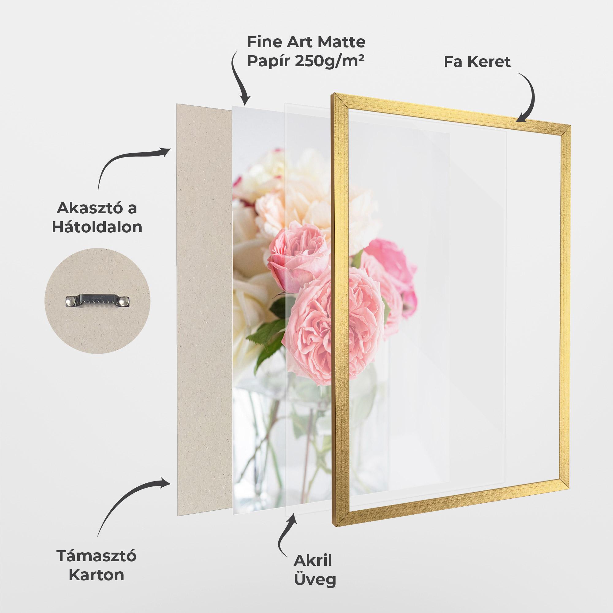 Keretezett Poszter Pink Rose Vase mockup 1