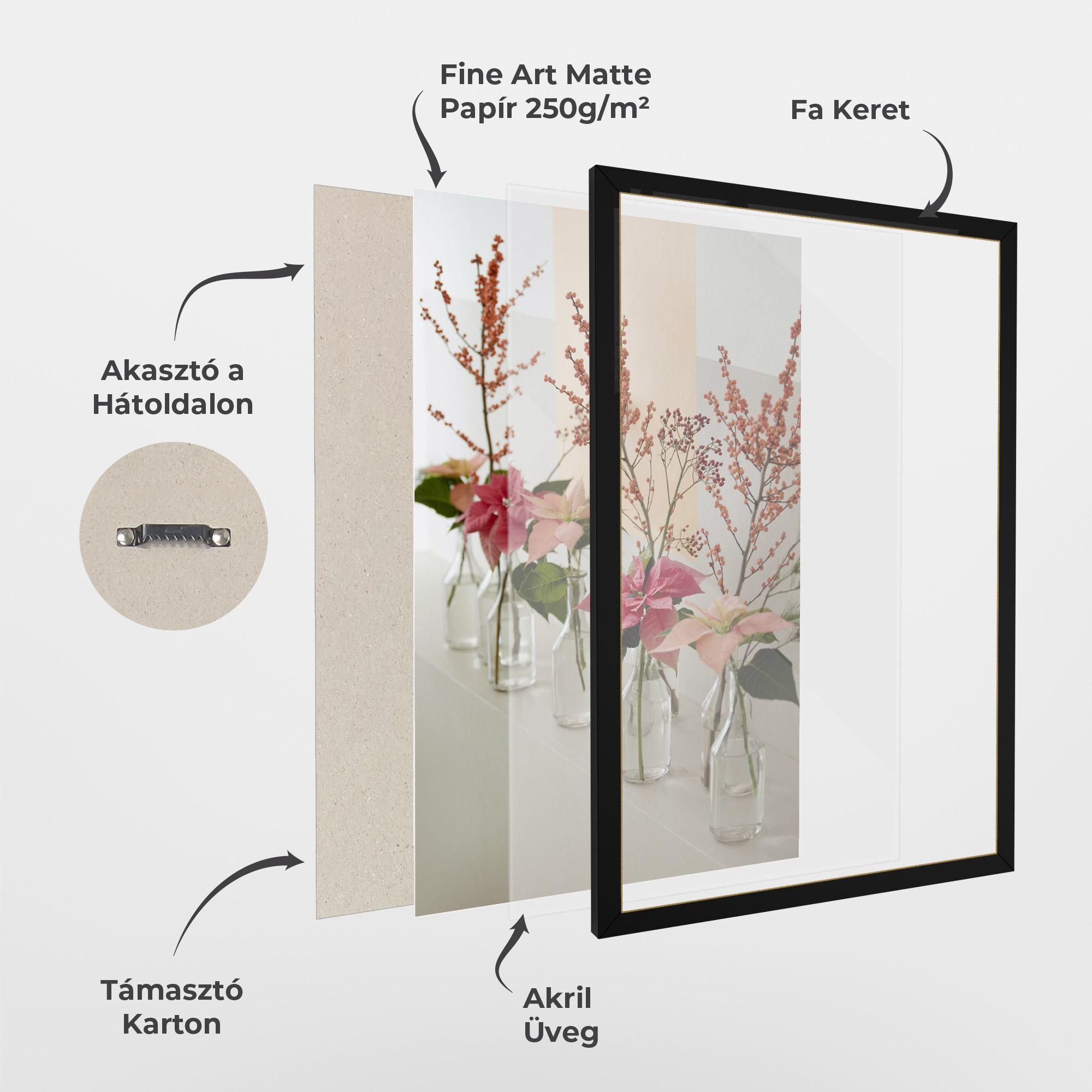 Keretezett Poszter Pink Red Flower Vase mockup 1