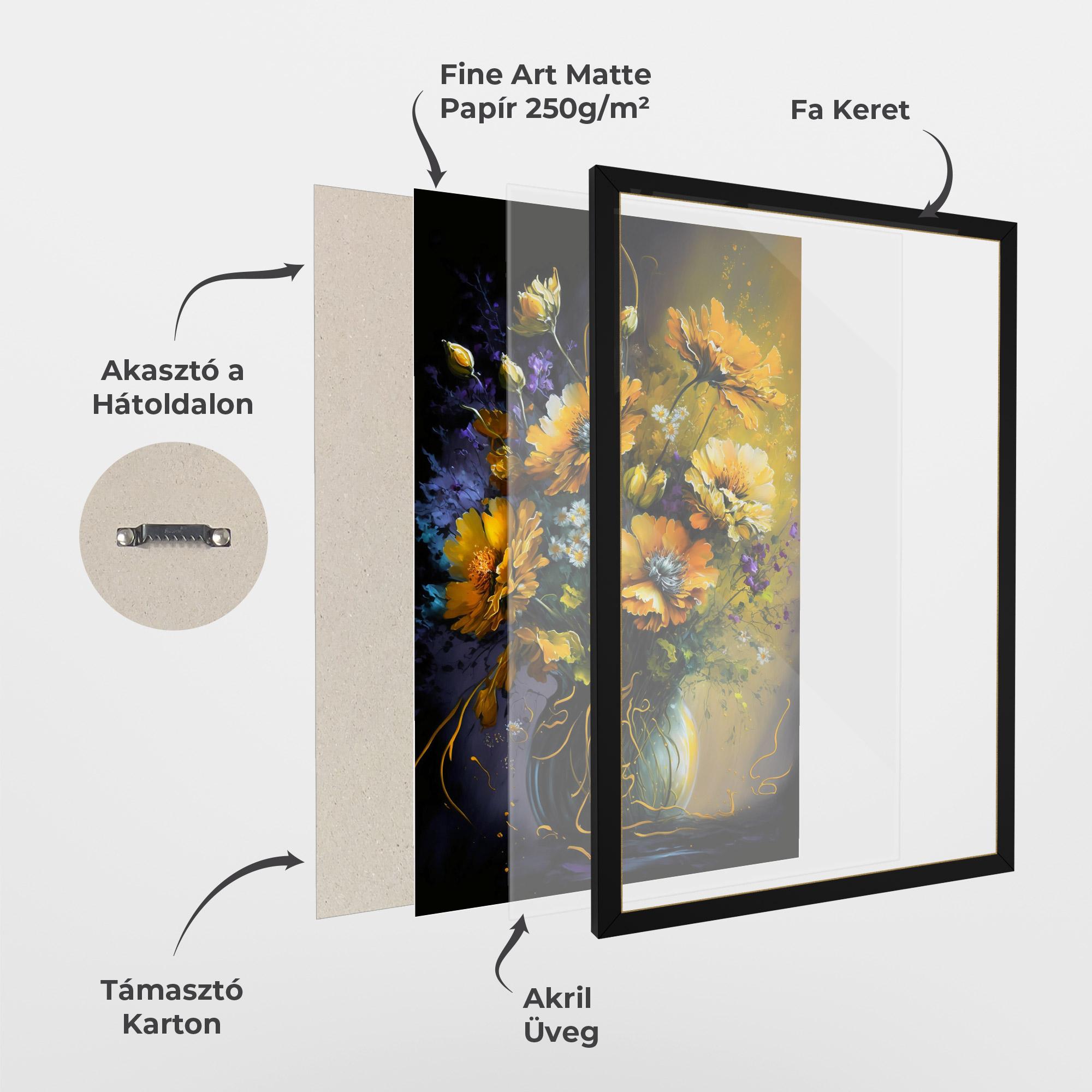 Keretezett Poszter Yellow Flower Art Vase mockup 1