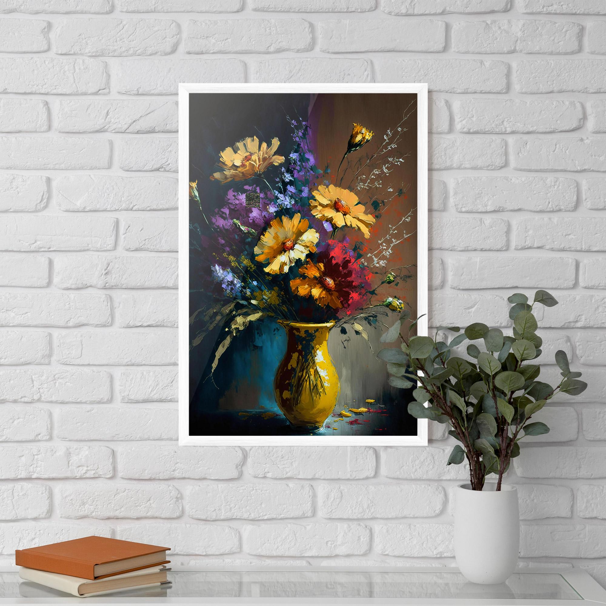 Keretezett Poszter Yellow Art Vase mockup 5