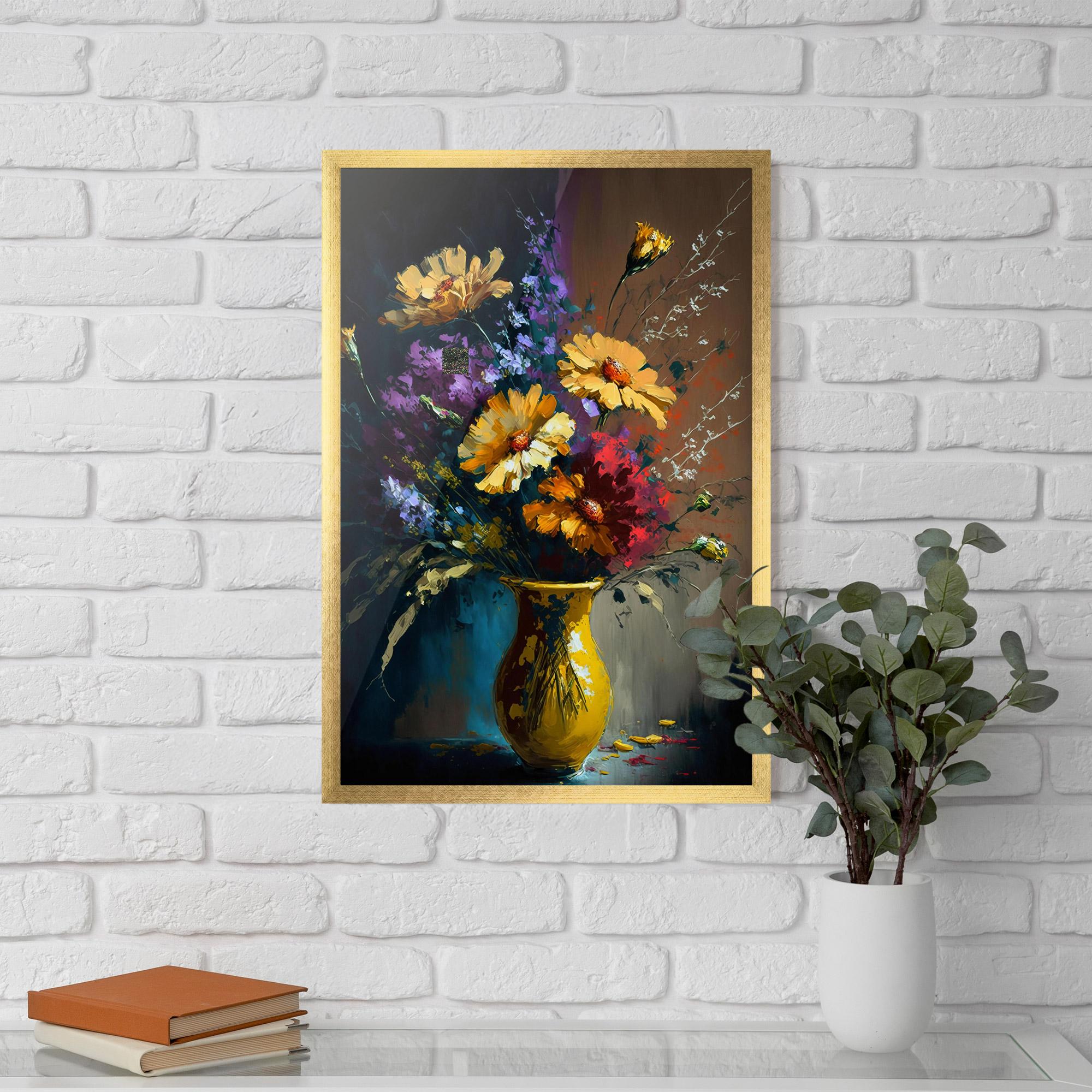 Keretezett Poszter Yellow Art Vase mockup 5
