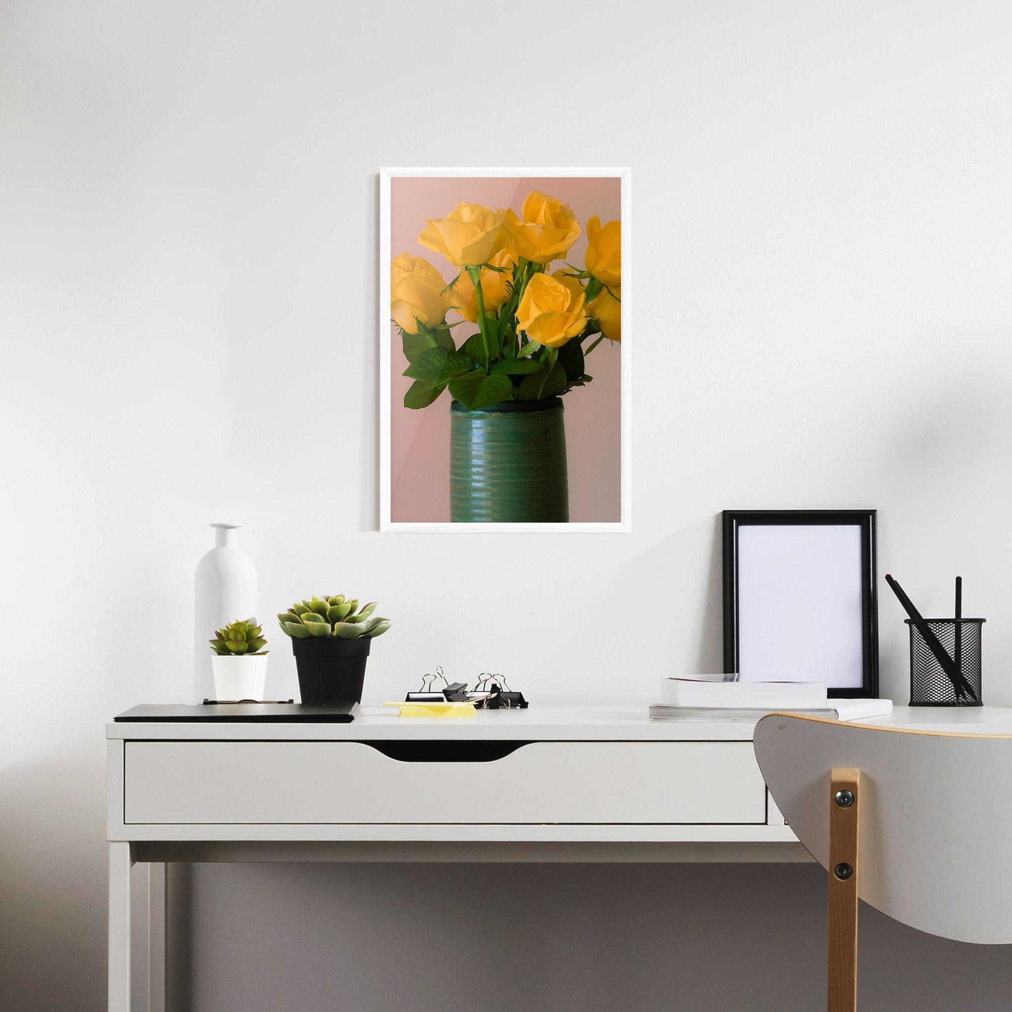 Keretezett Poszter Yellow Roses Vase mockup 7