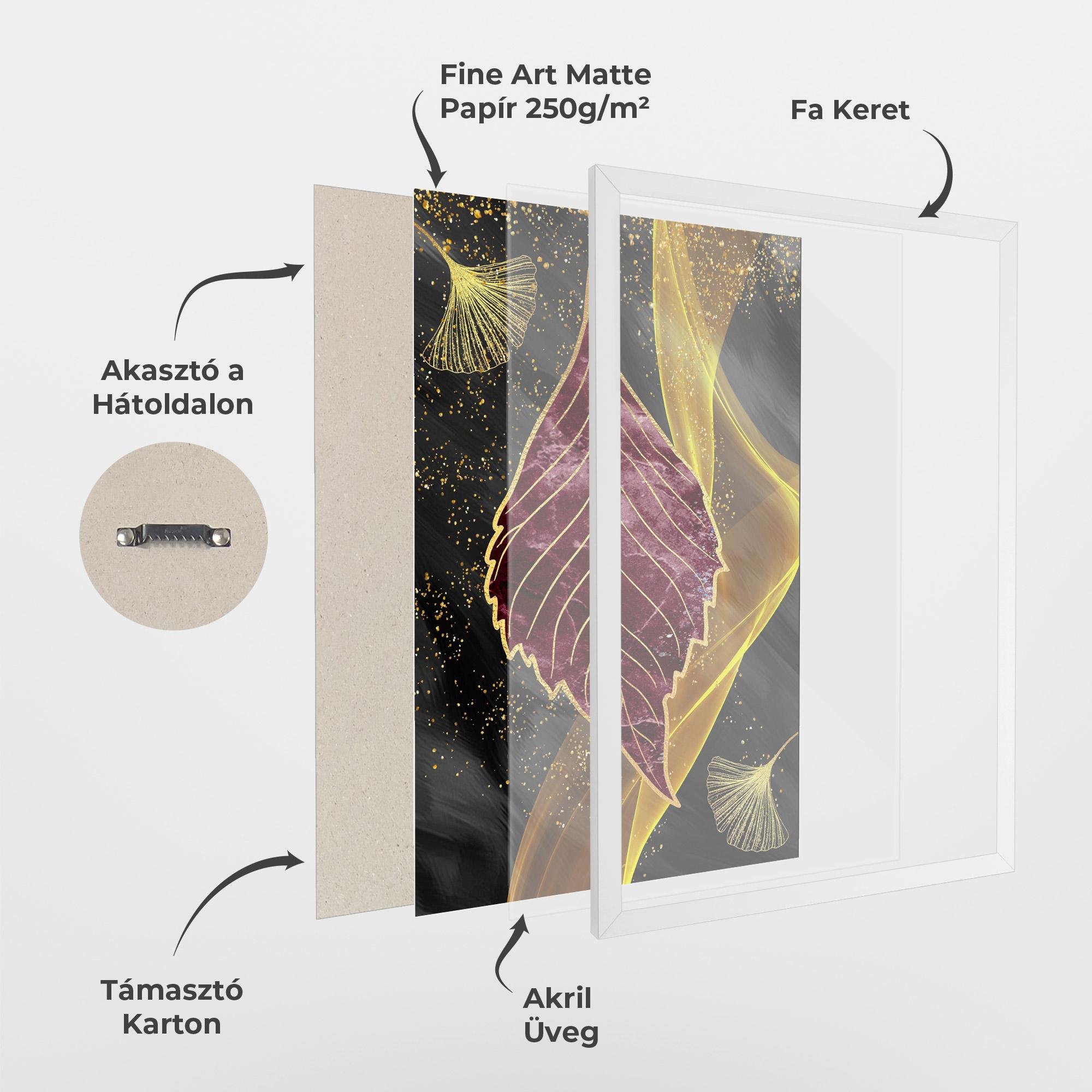 Keretezett Poszter Golden Leaves Red mockup 1