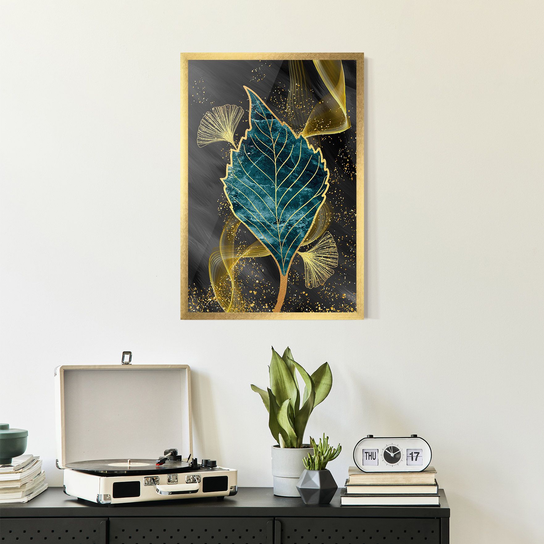 Golden Leaves Blue mockup 2