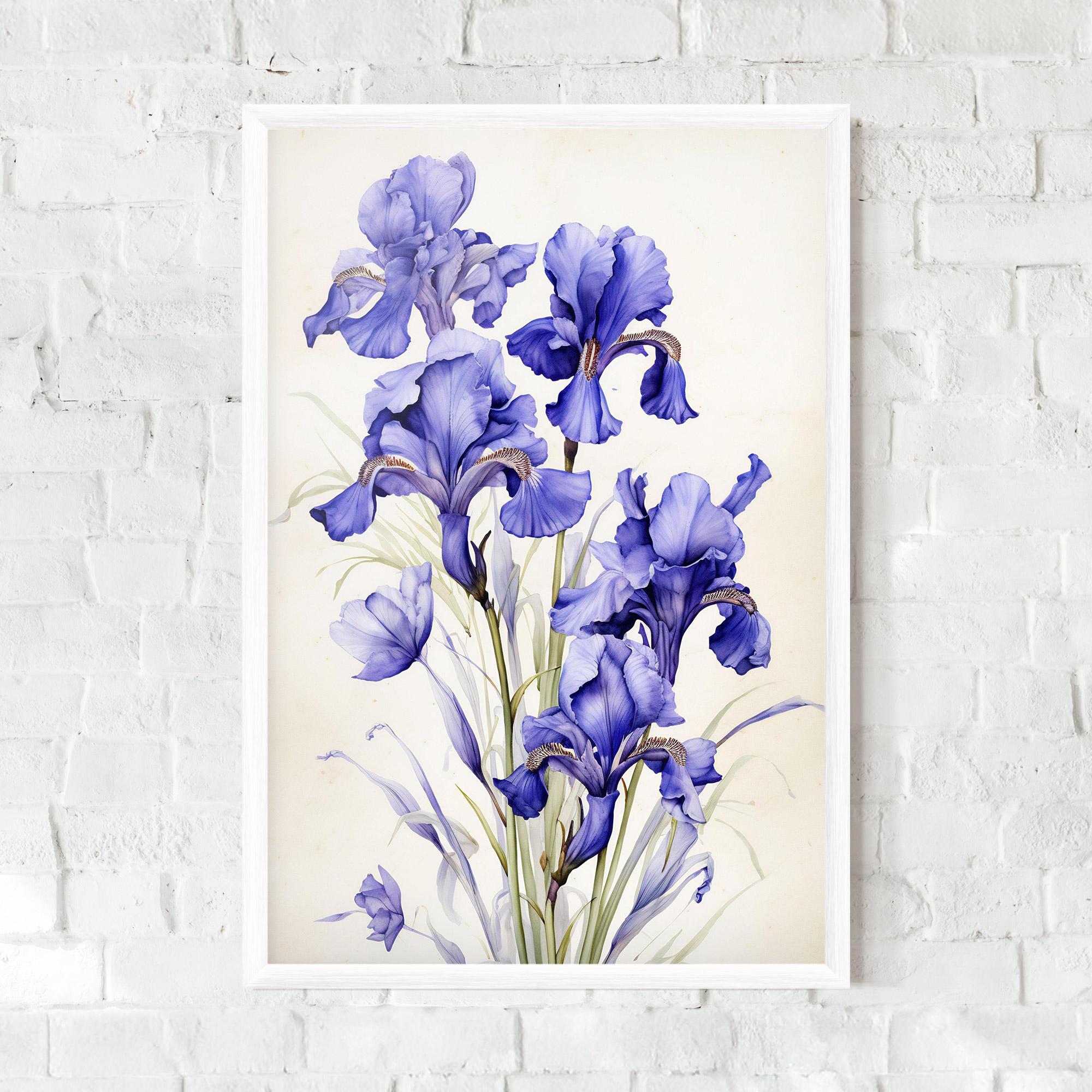 Keretezett Poszter Purple Iris On Cream mockup 0