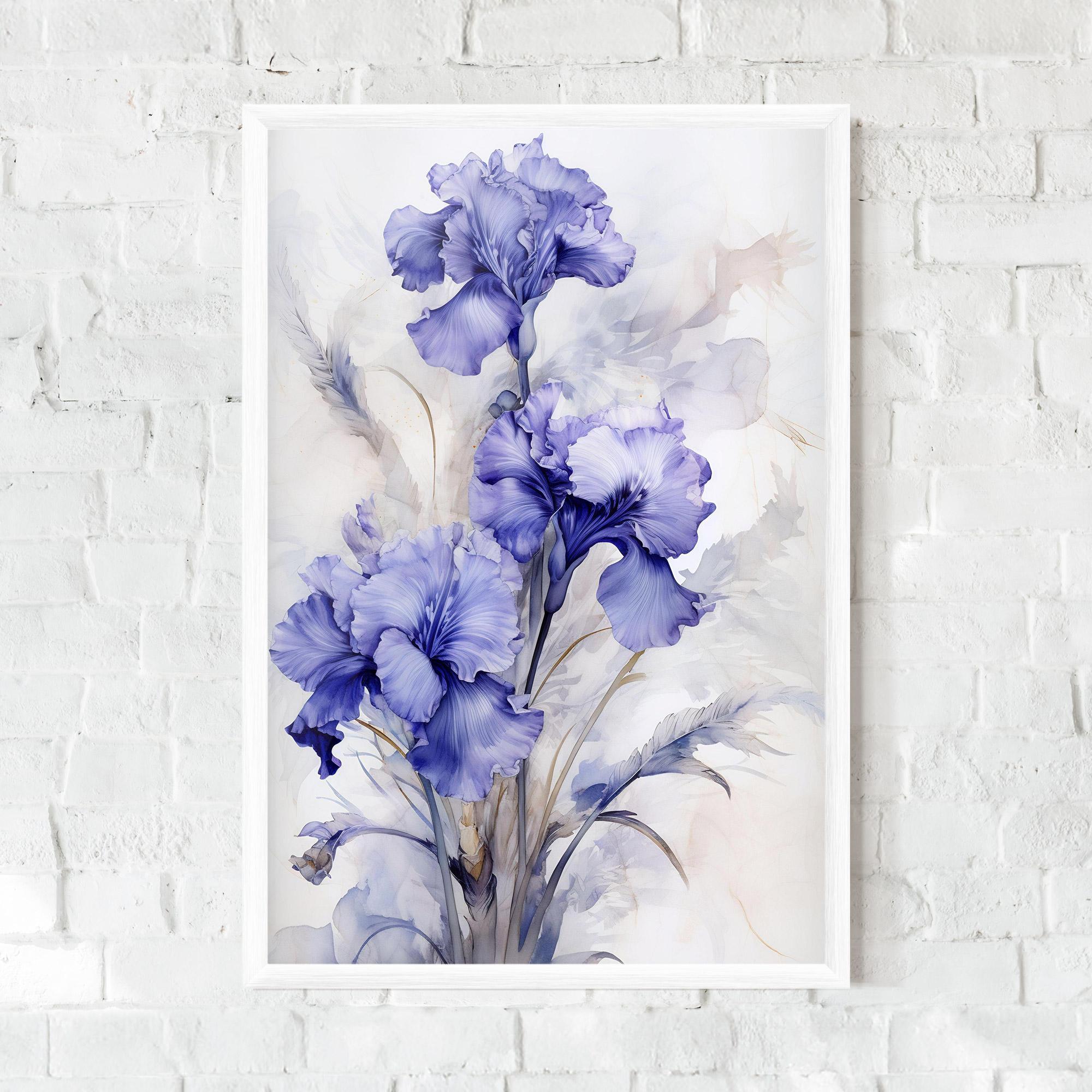 Keretezett Poszter Purple Iris Painting mockup 0