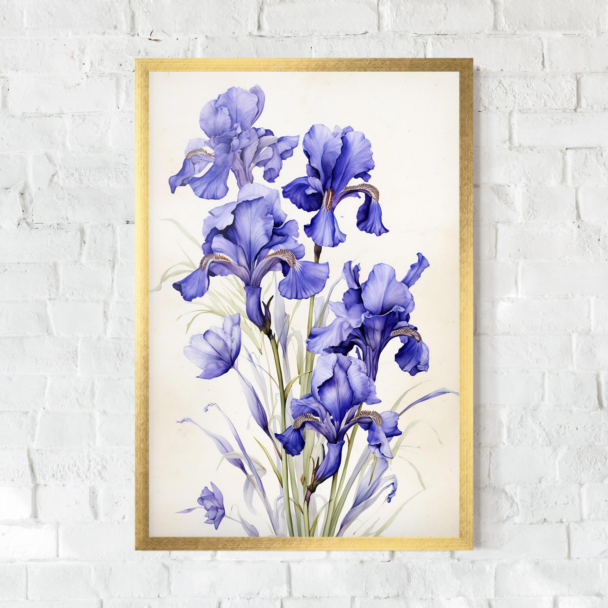 Keretezett Poszter Purple Iris On Cream mockup 0