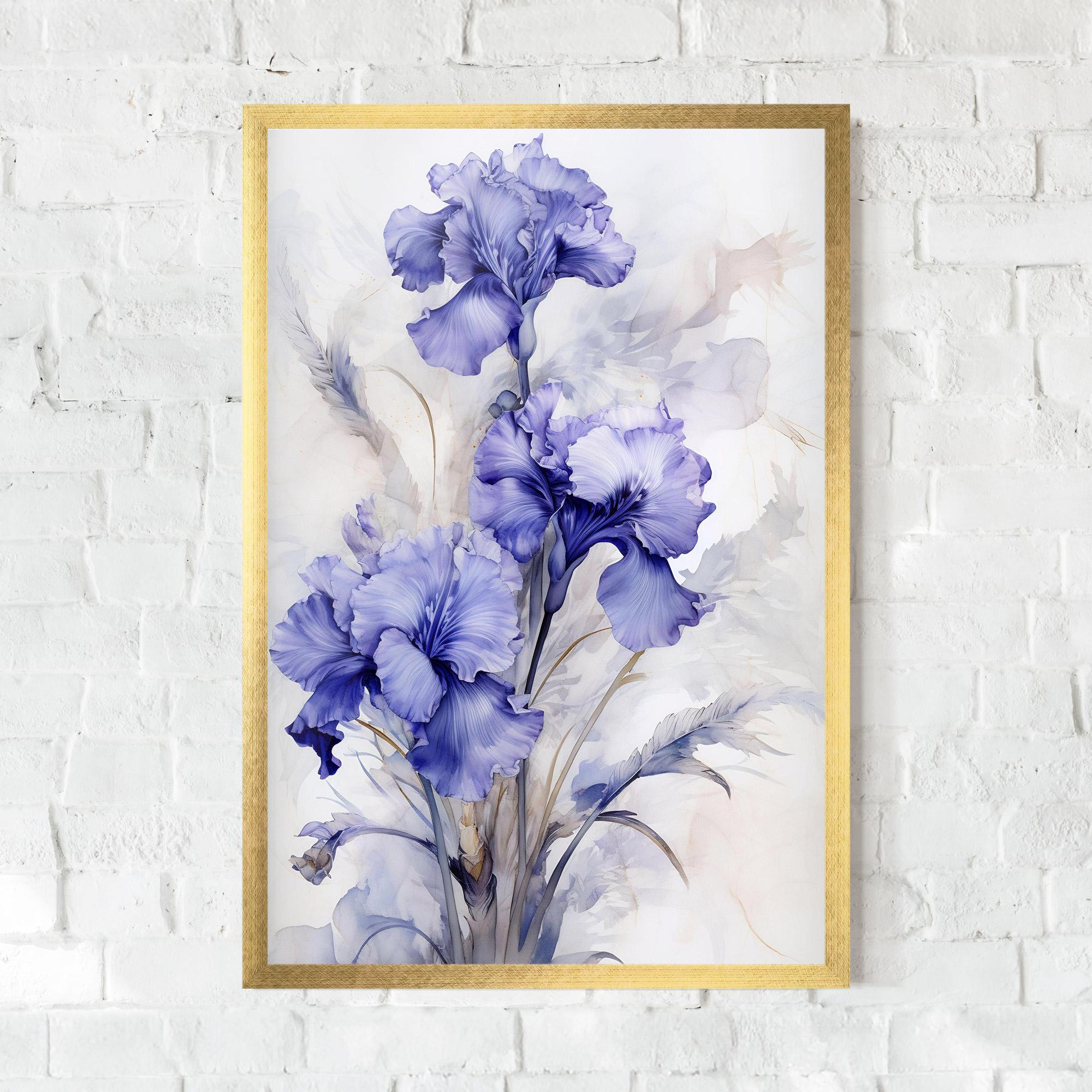 Keretezett Poszter Purple Iris Painting mockup 0