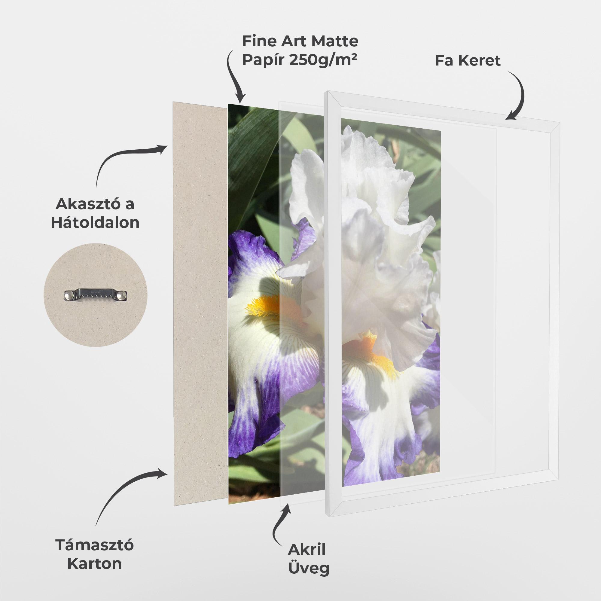 Keretezett Poszter Garden White Purple Irirs mockup 1