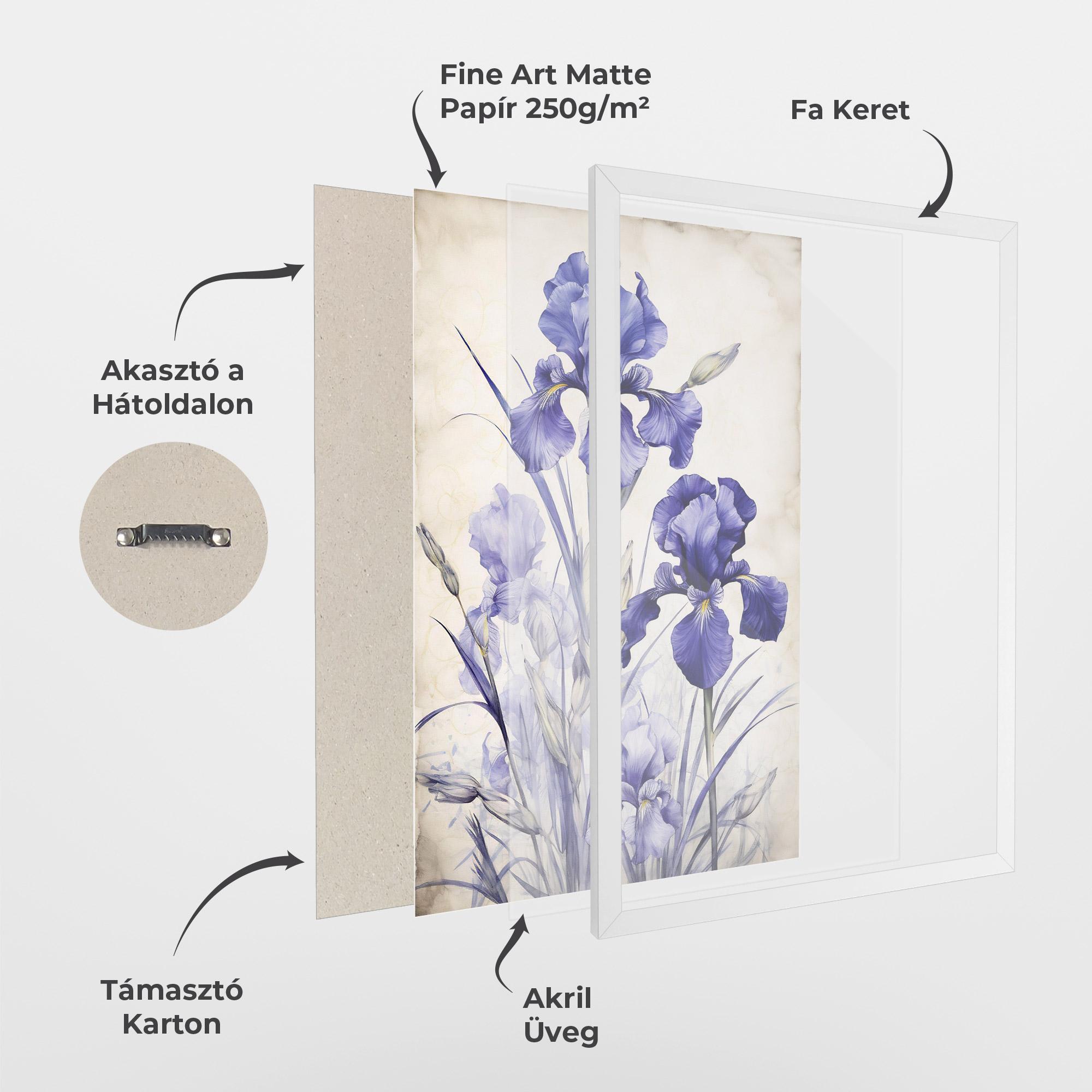 Keretezett Poszter Irises Painting mockup 1