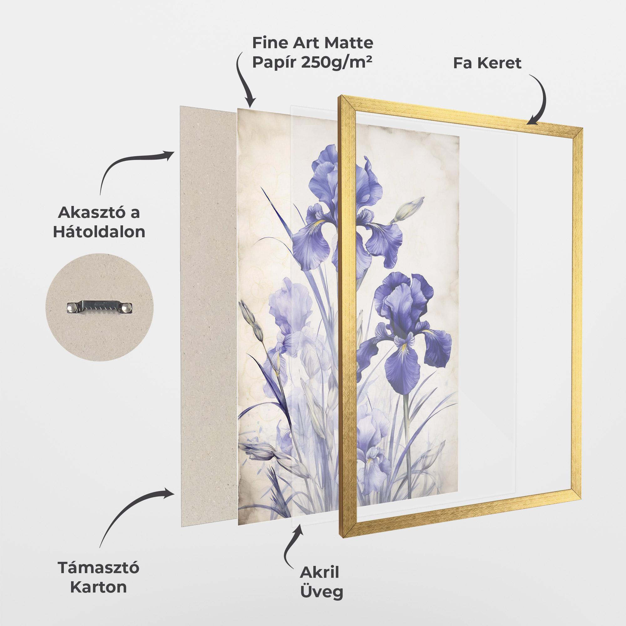 Keretezett Poszter Irises Painting mockup 1