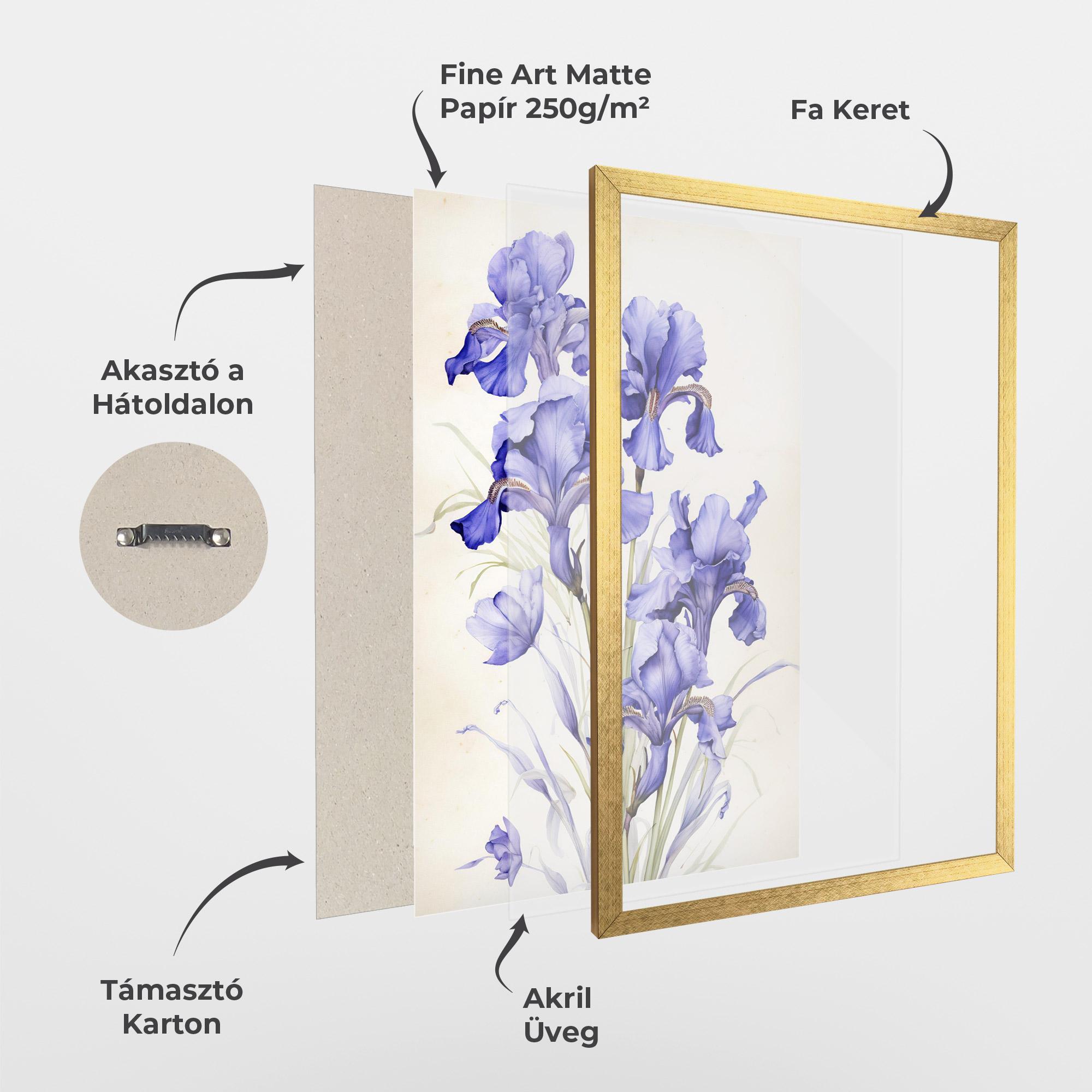 Keretezett Poszter Purple Iris On Cream mockup 1