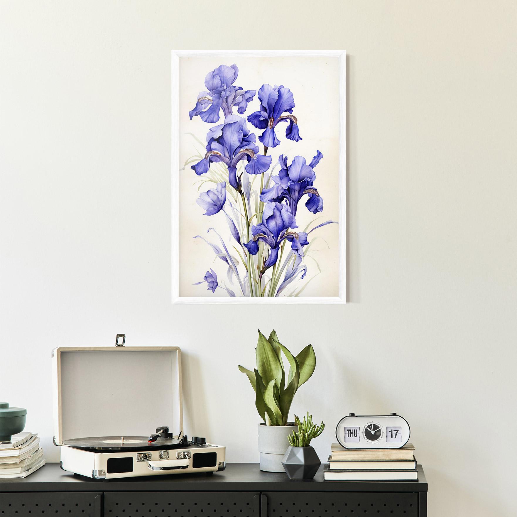 Keretezett Poszter Purple Iris On Cream mockup 2