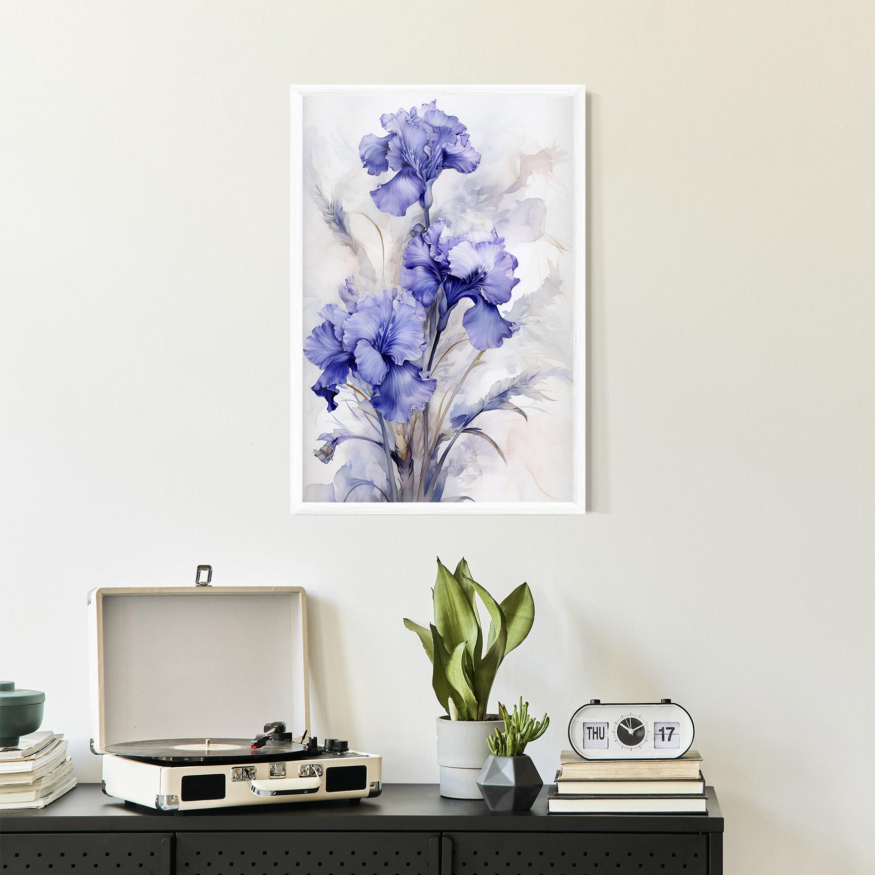 Keretezett Poszter Purple Iris Painting mockup 2