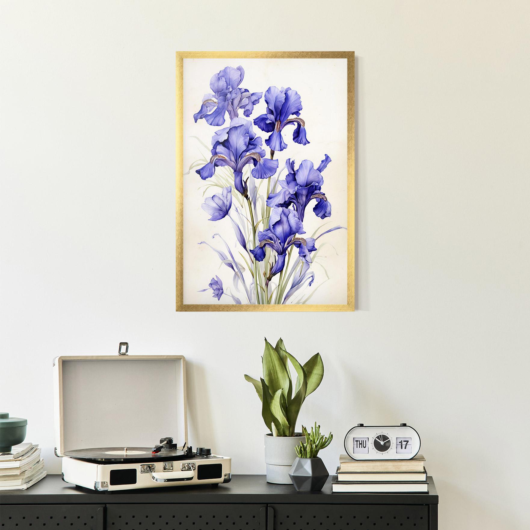 Keretezett Poszter Purple Iris On Cream mockup 2