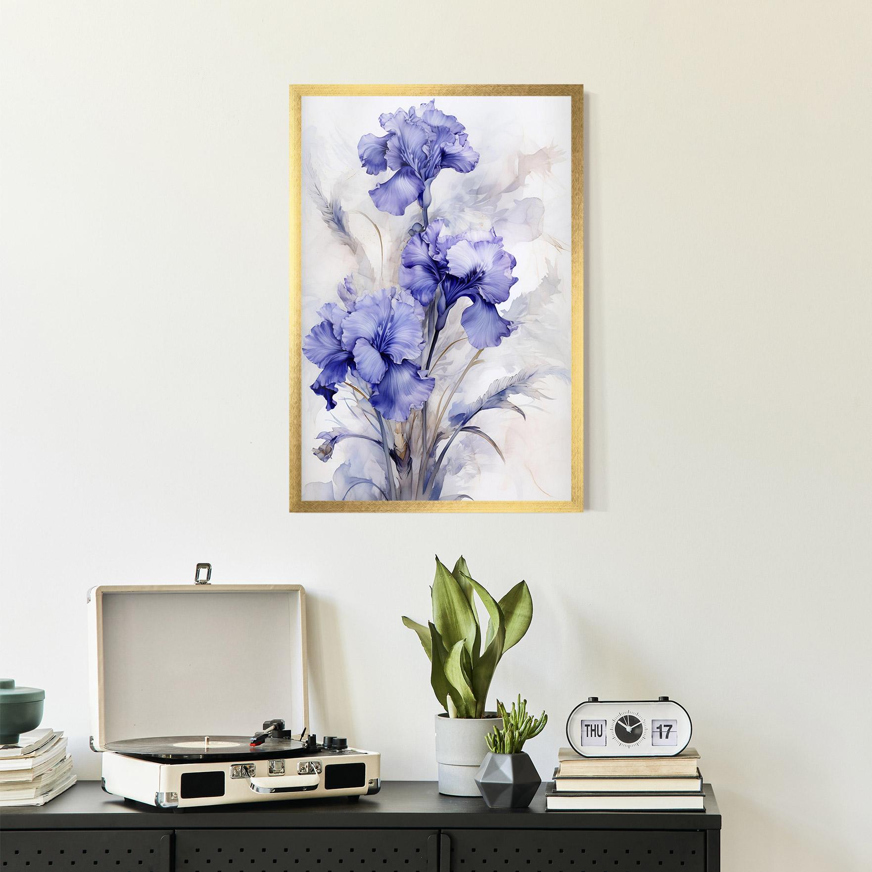 Keretezett Poszter Purple Iris Painting mockup 2