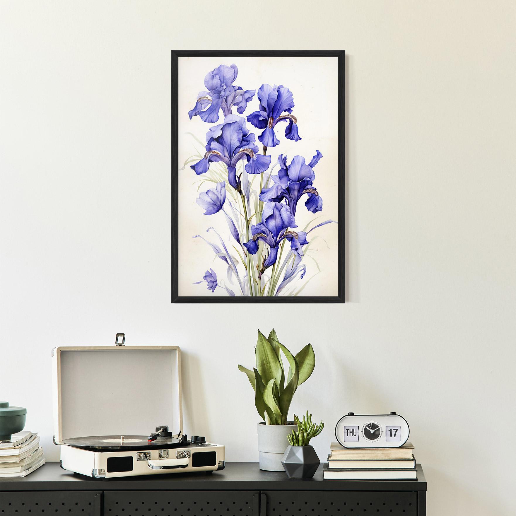 Keretezett Poszter Purple Iris On Cream mockup 2