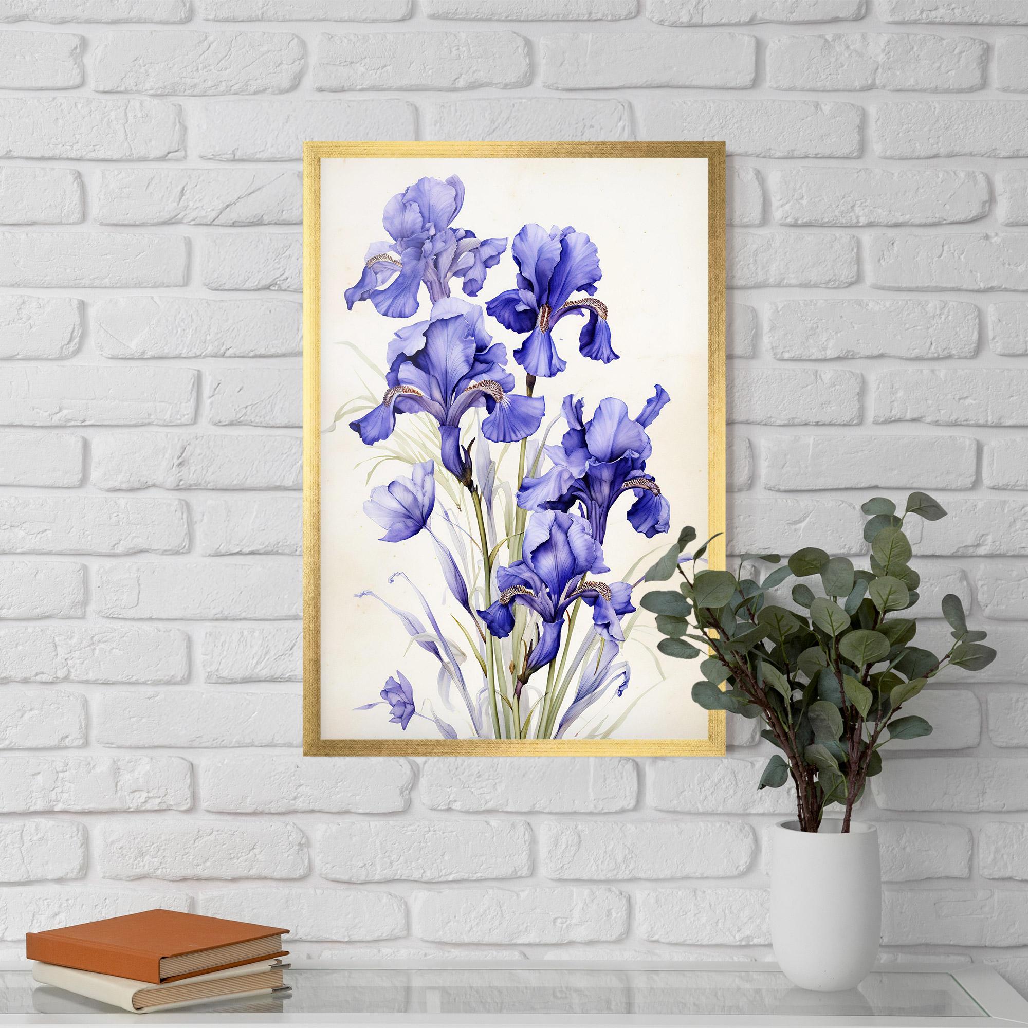 Keretezett Poszter Purple Iris On Cream mockup 5